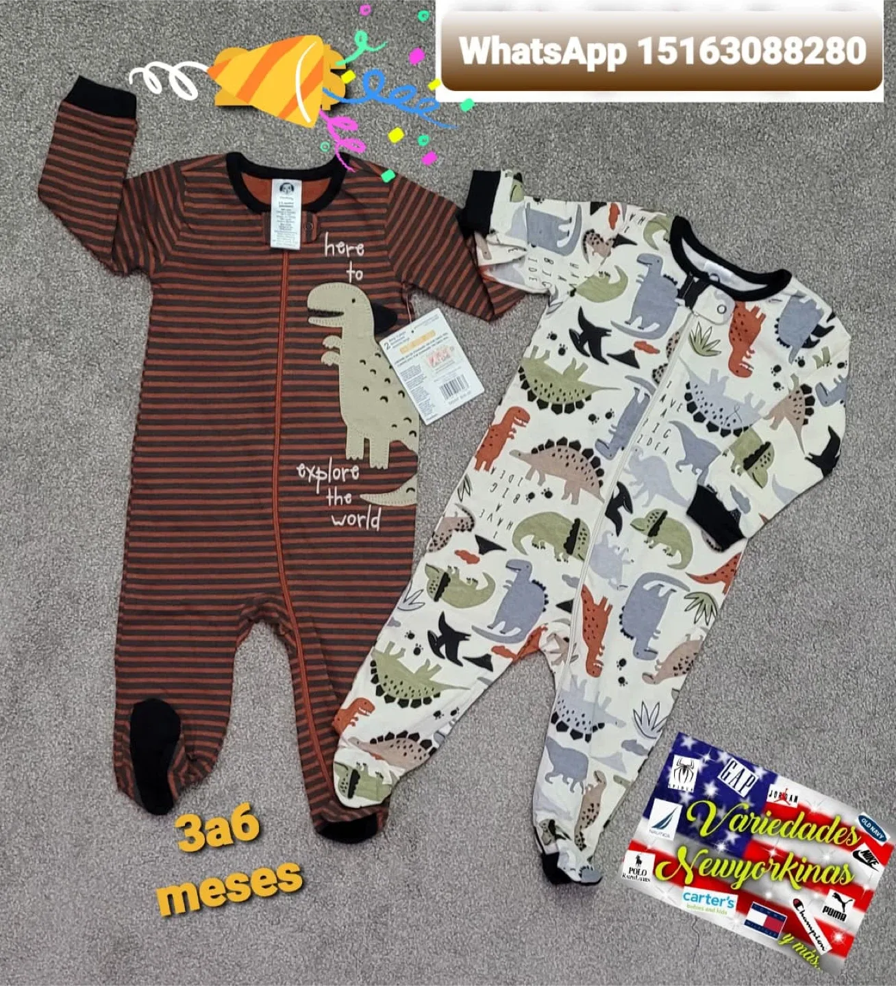 Baby Dinosaur Print Sleepers, Size 3-6 Months thumbnail