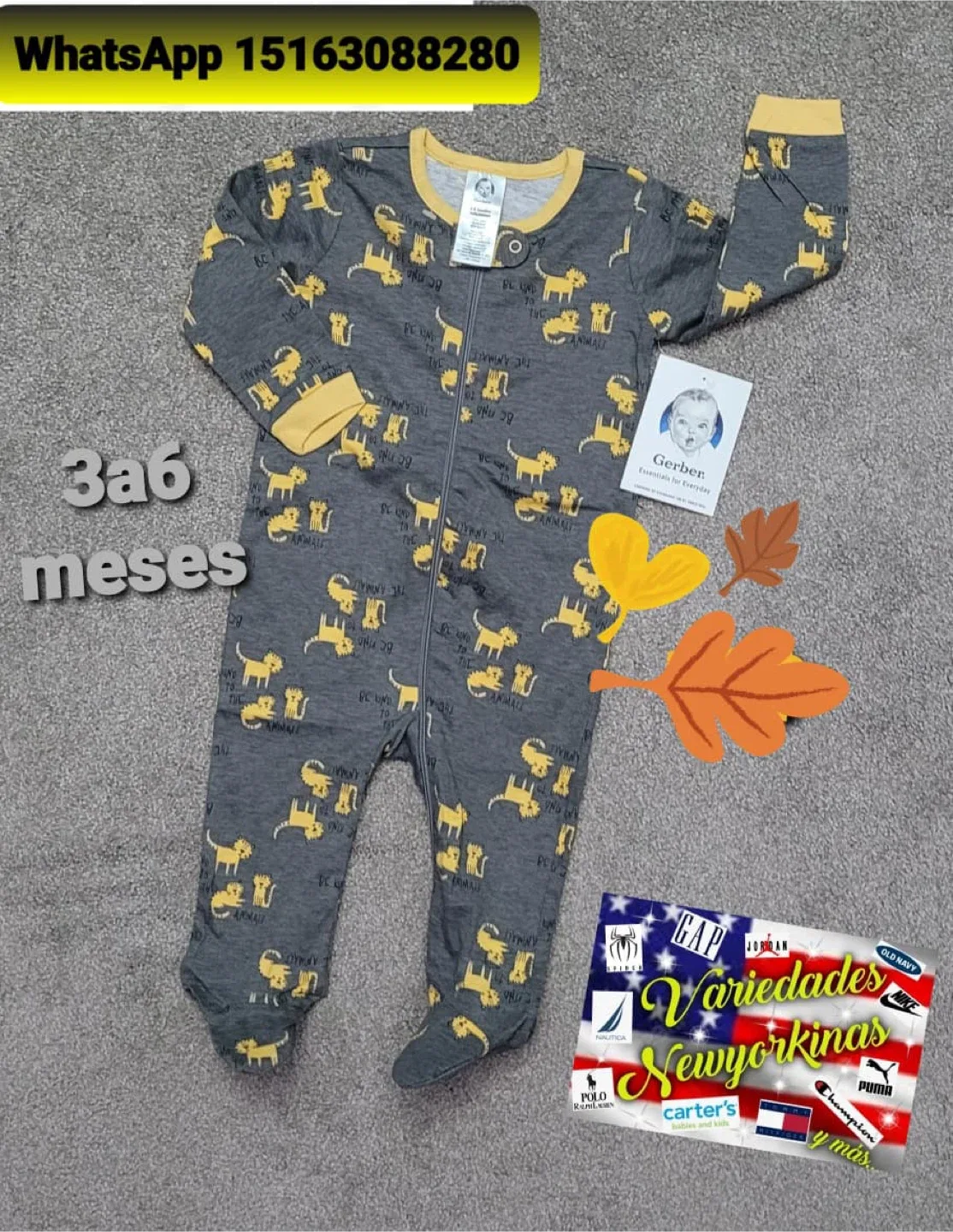 Gerber 3-6 Months Animal Print Sleeper thumbnail