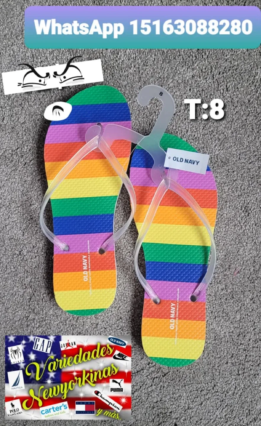 Old Navy Rainbow Flip Flops - Size 8 thumbnail