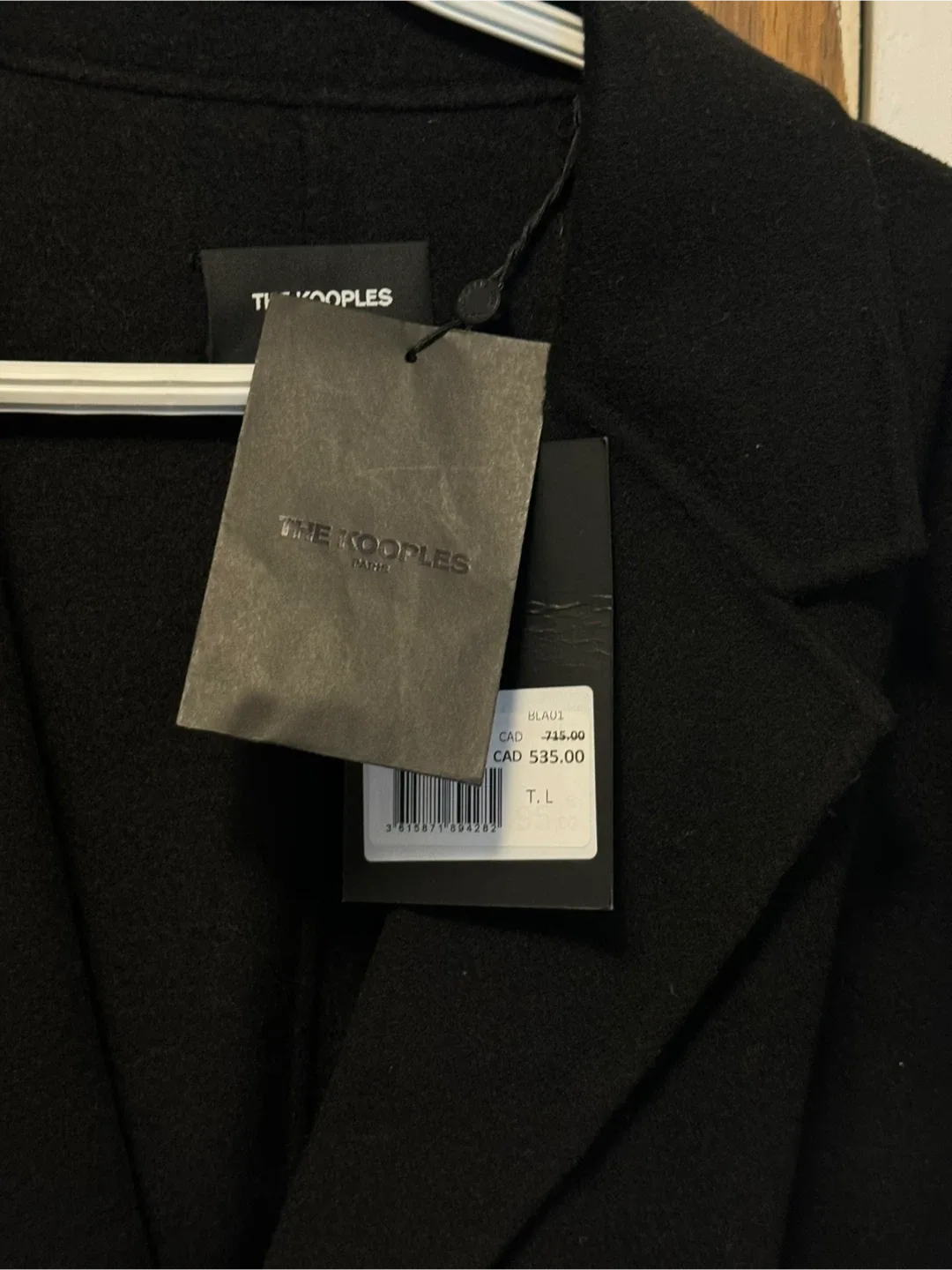 Brand New The Kooples Black Wool Coat - Size L image indicator(2)
