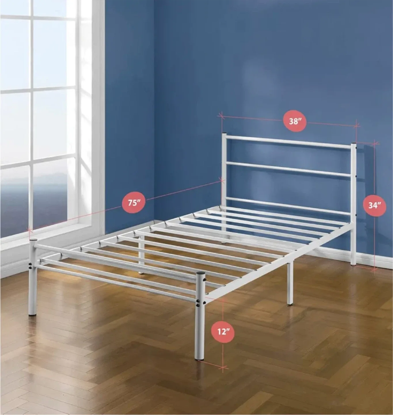 White Metal Bed Frame - 75" x 38" image indicator(2)