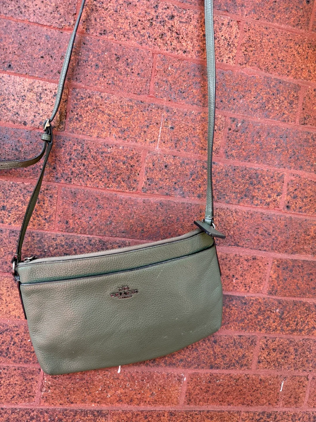 Coach Olive Green Leather Crossbody Bag