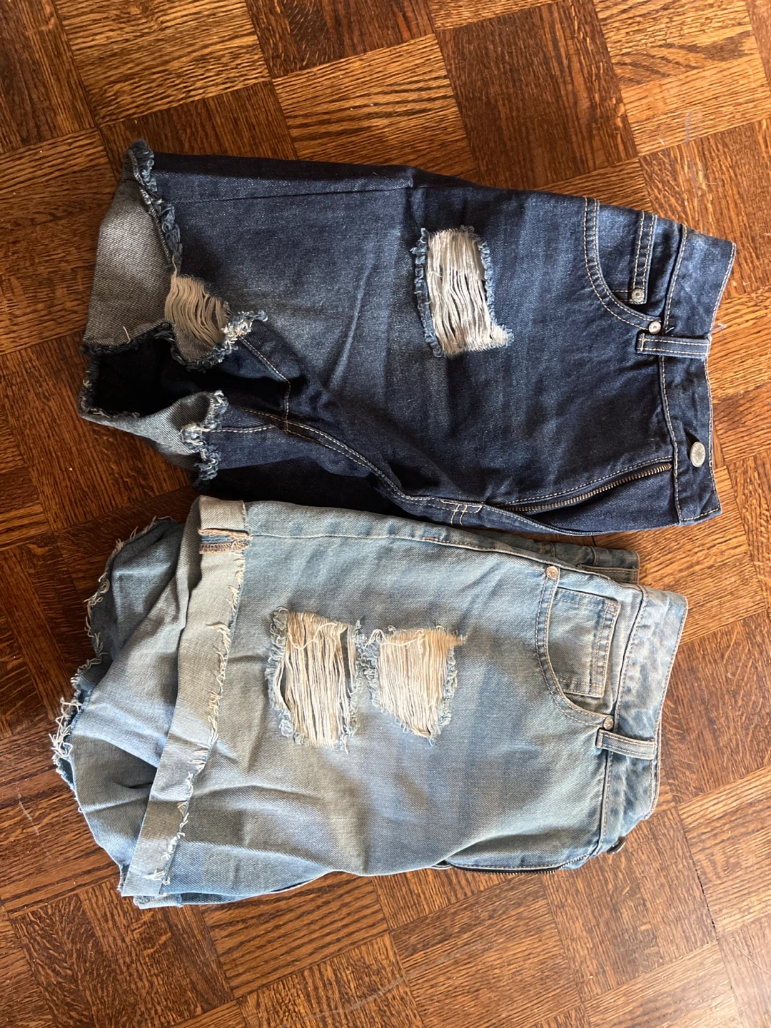 Distressed Denim Shorts - Size Unknown
