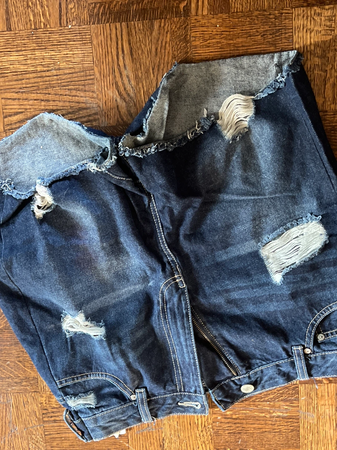 Distressed Denim Shorts - Size Unknown - photo 2