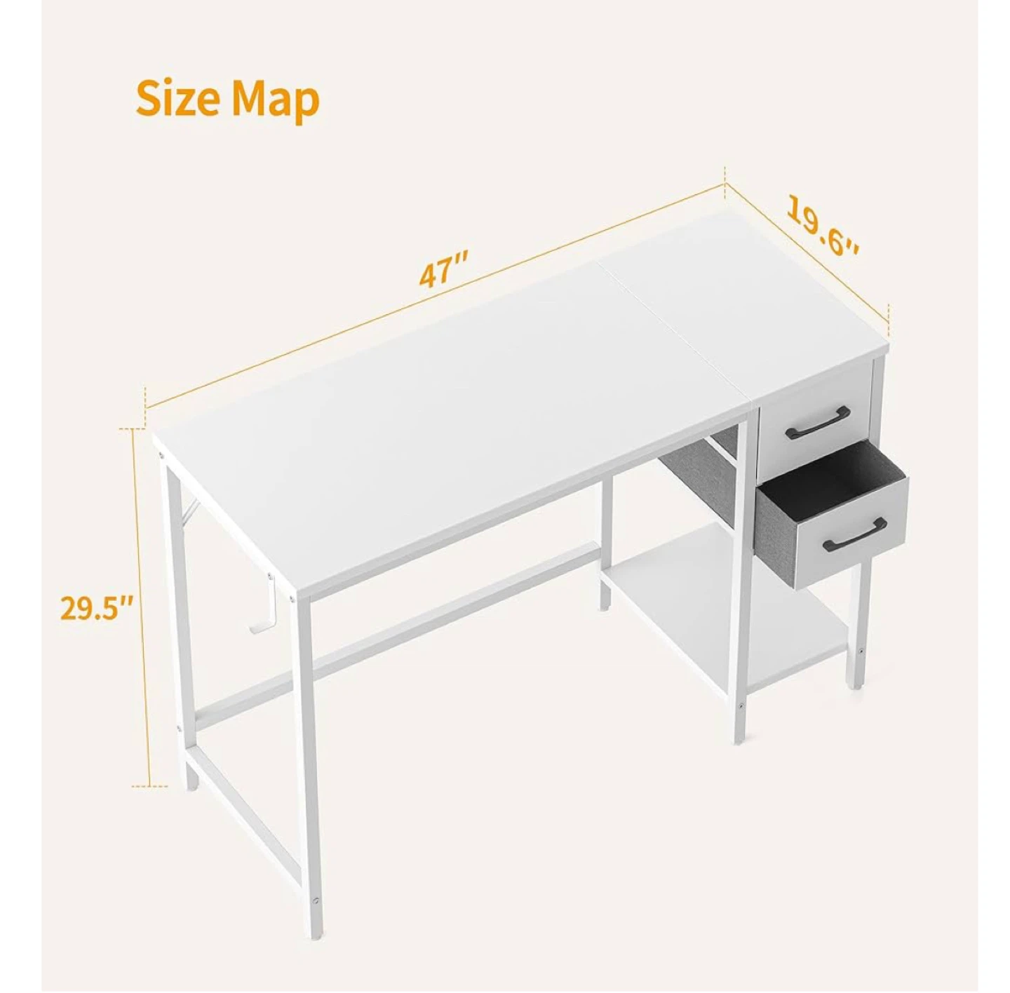 White computer Desk with Drawers (47" x 19.6") - photo 5