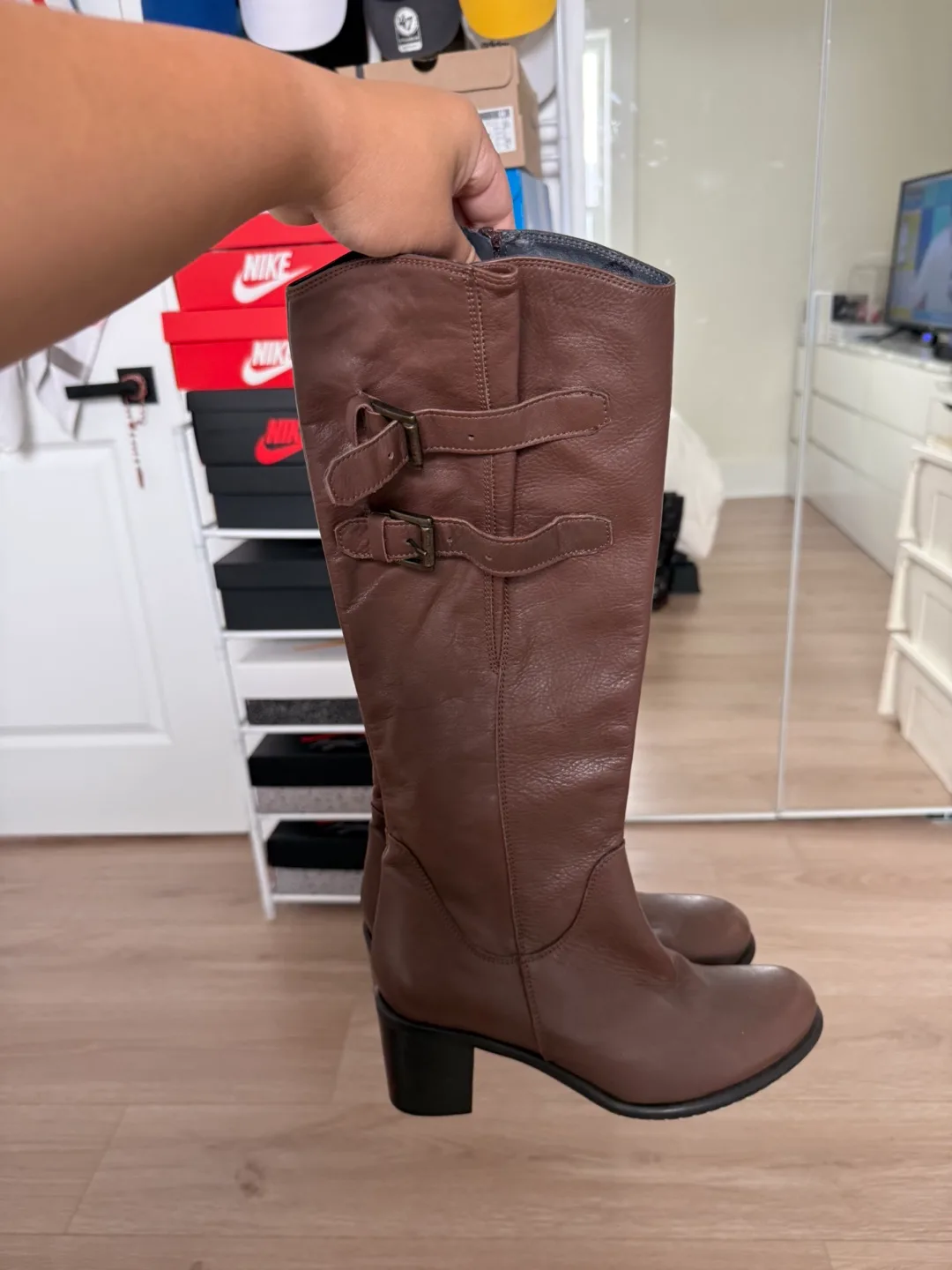 Lady Doc Brown Leather Boots - Size 38 thumbnail