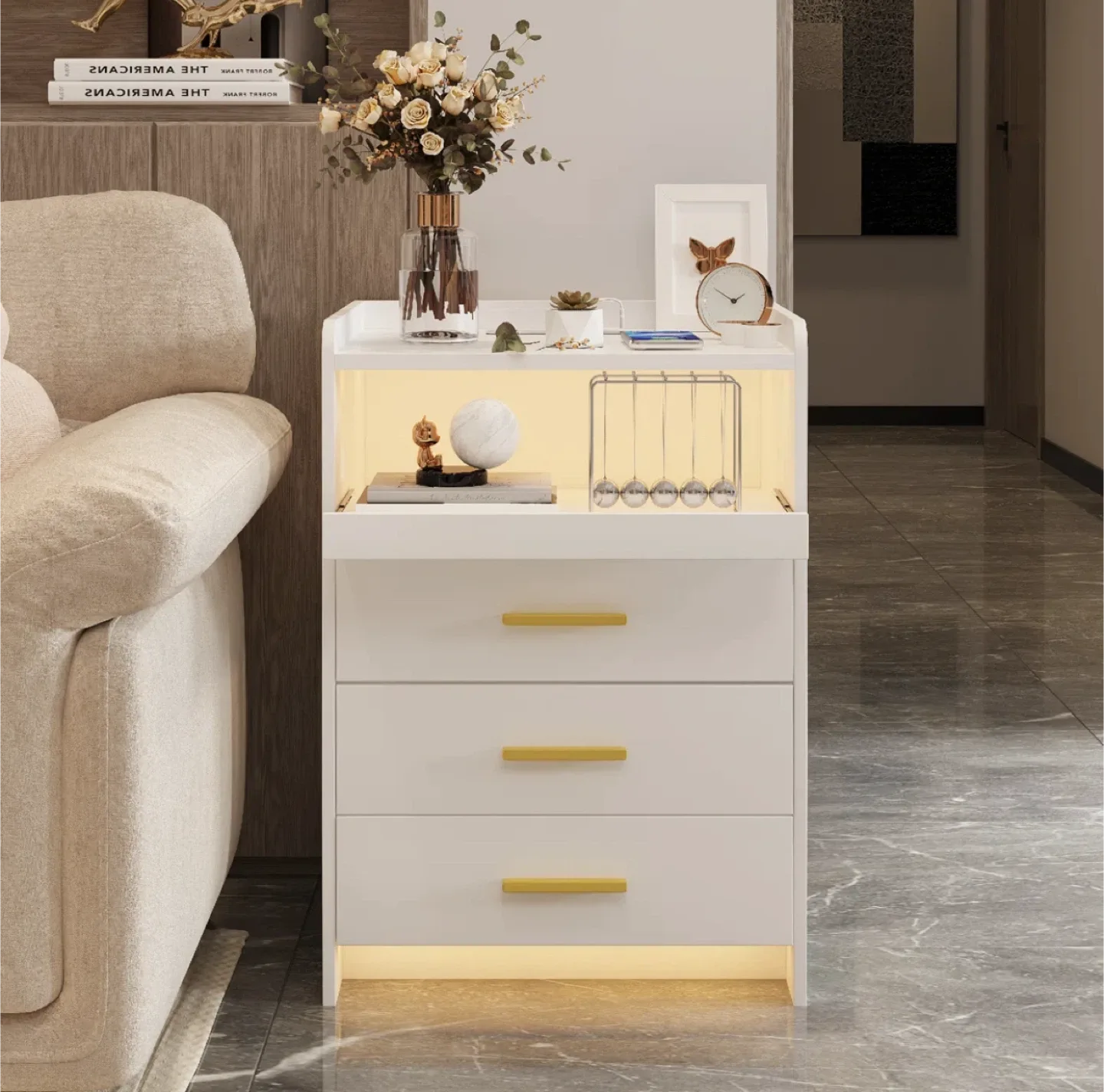 White Nightstand with USB Charging Station image indicator(5)