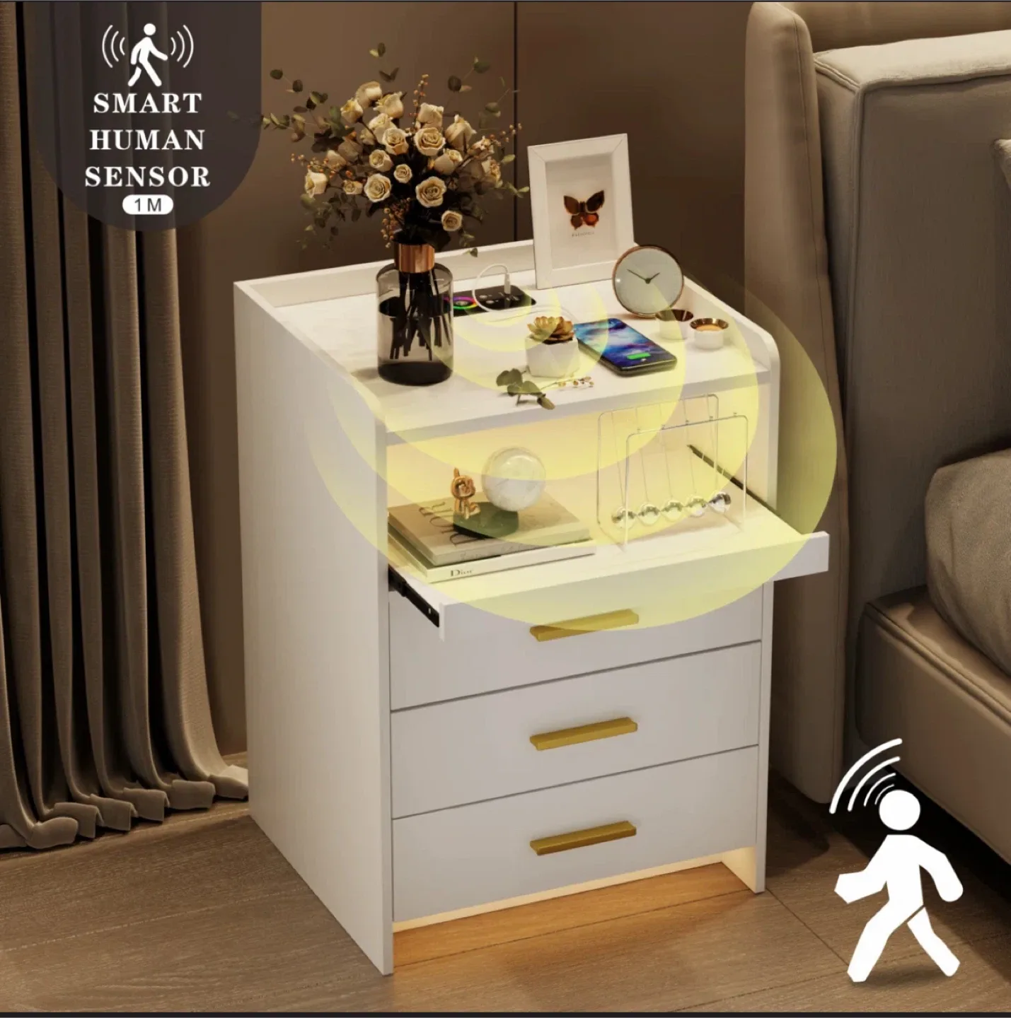White Nightstand with USB Charging Station image indicator(6)