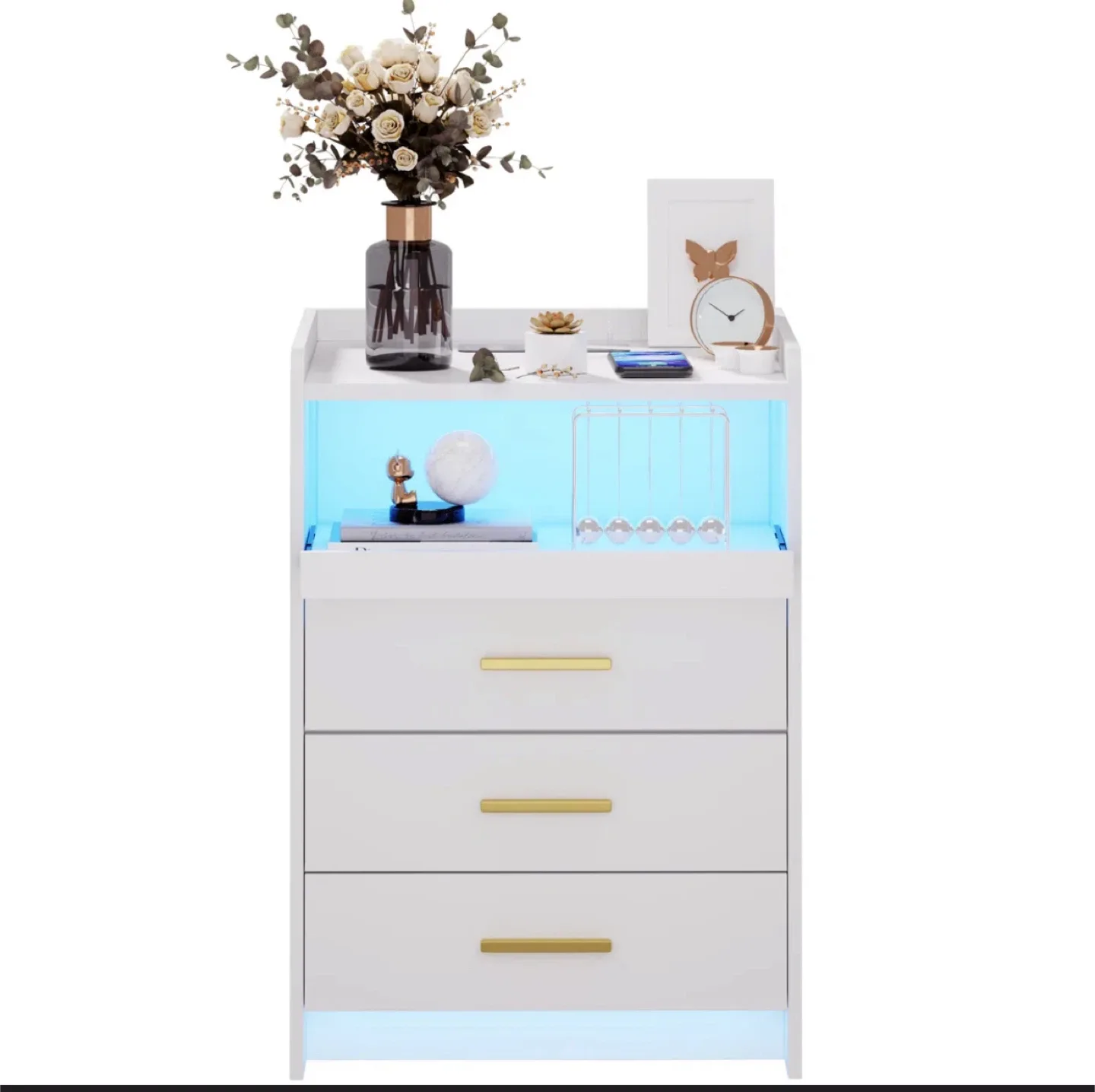 White Nightstand with USB Charging Station image indicator(10)