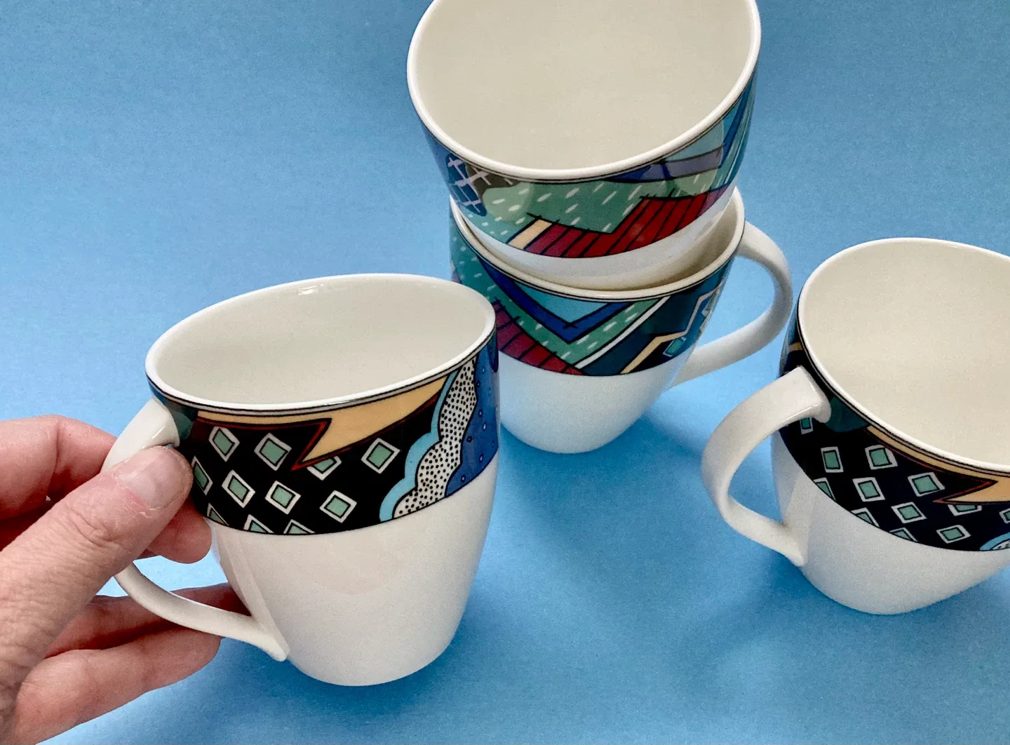Vintage Postmodern Set of 4 Mugs 1990s image indicator(2)