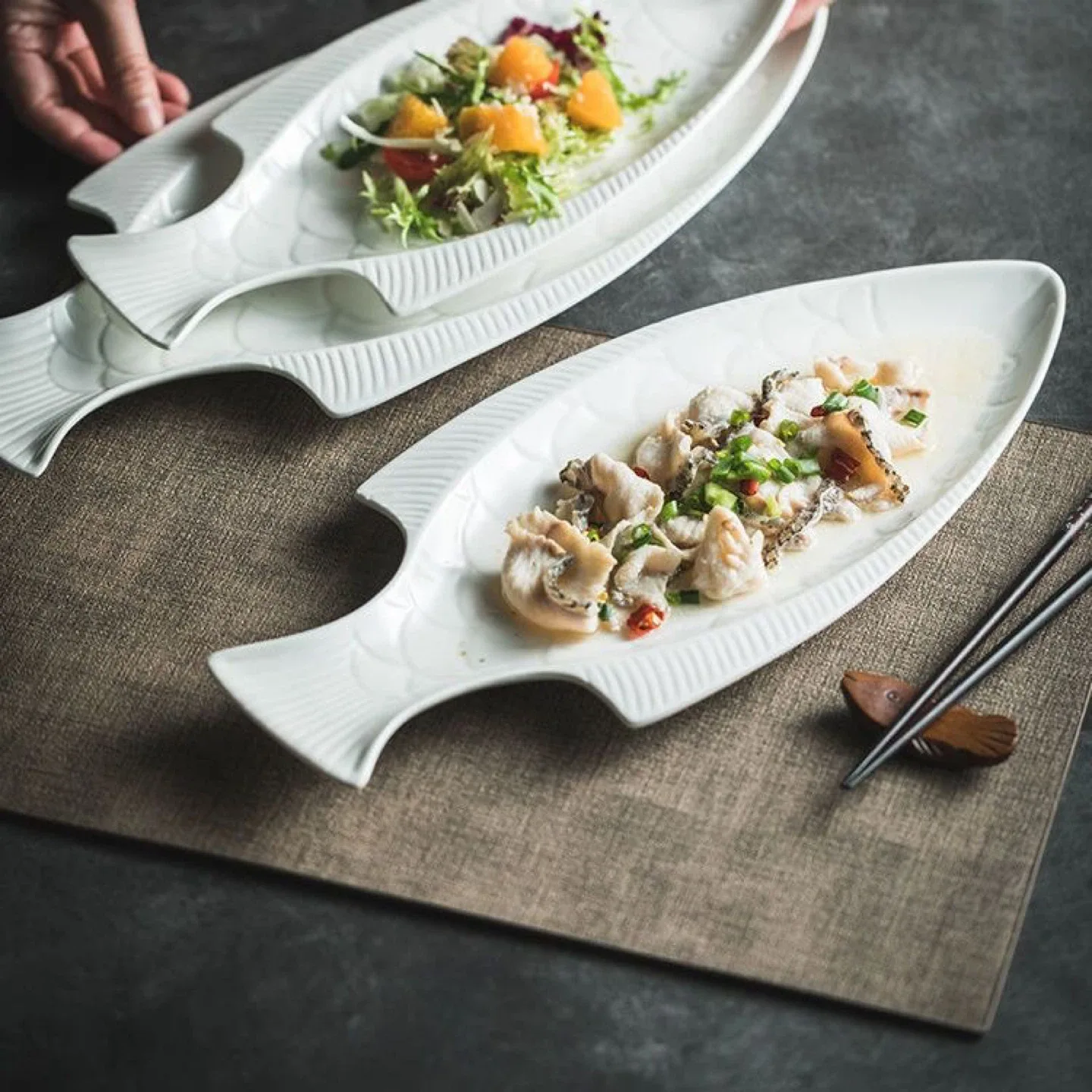 Fish Shaped Serving Plate - White Ceramic image indicator(3)