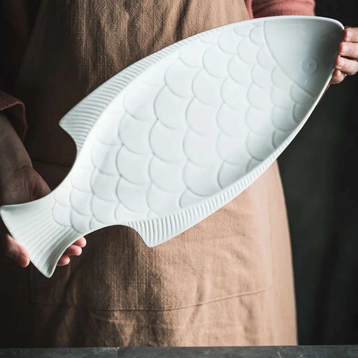 Fish Shaped Serving Plate - White Ceramic image indicator(2)
