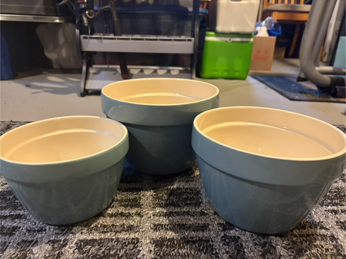 Set of 3 Blue Ceramic Mixing Bowls