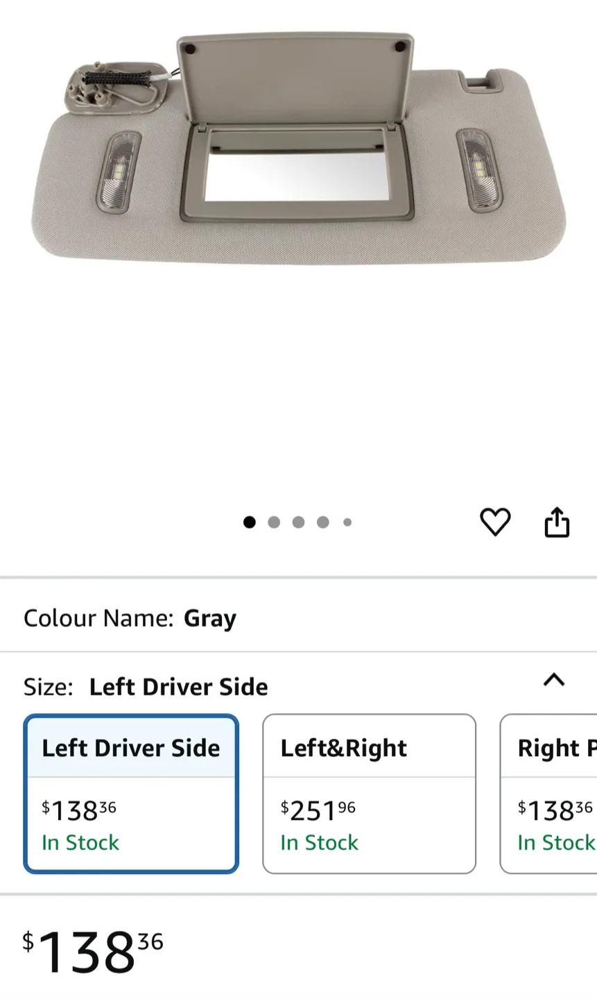 Car Sun Visor - Left Driver Side - Gray image indicator(4)