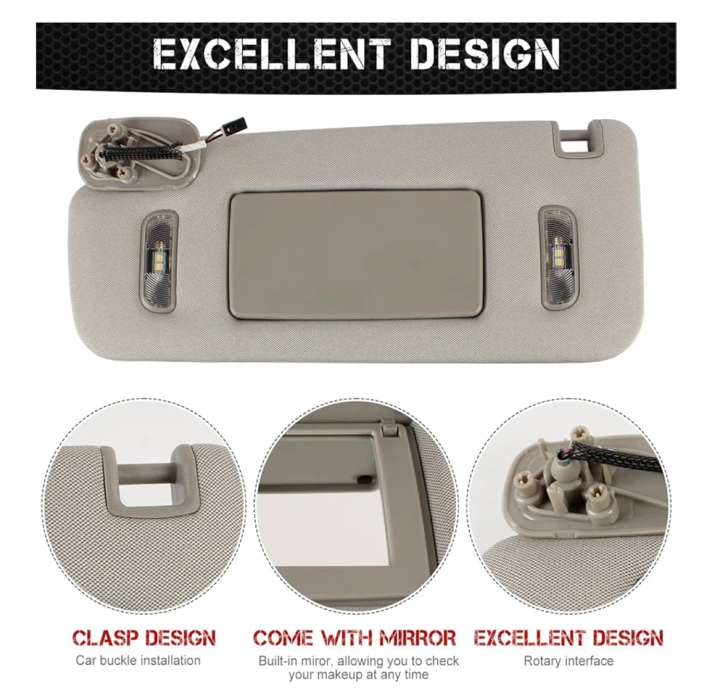 Car Sun Visor - Left Driver Side - Gray image indicator(2)