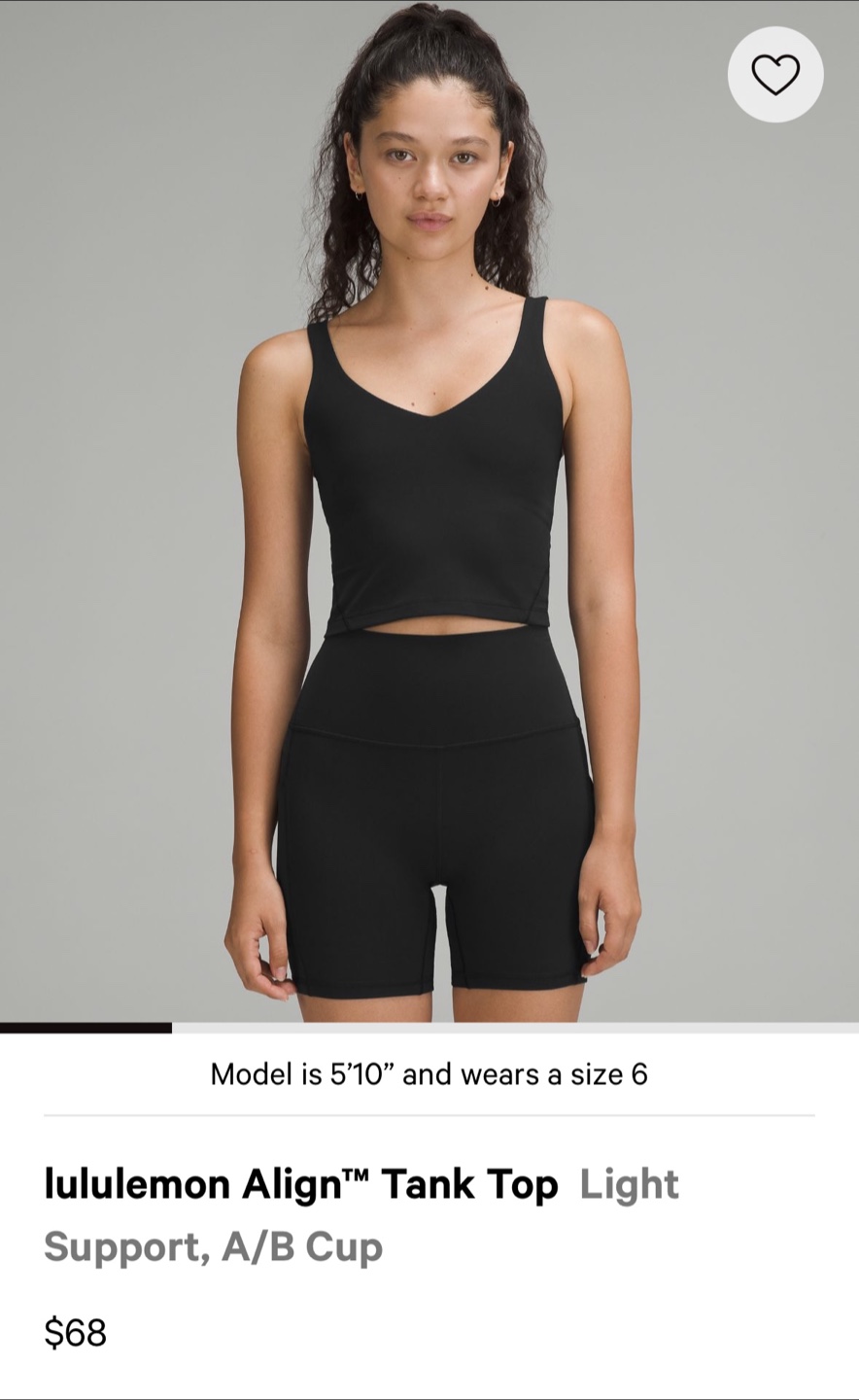 Lululemon Align Tank Top - Black, Size 6