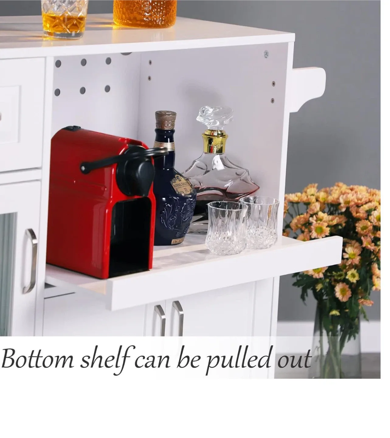 White Kitchen Island Cart with Storage image indicator(6)