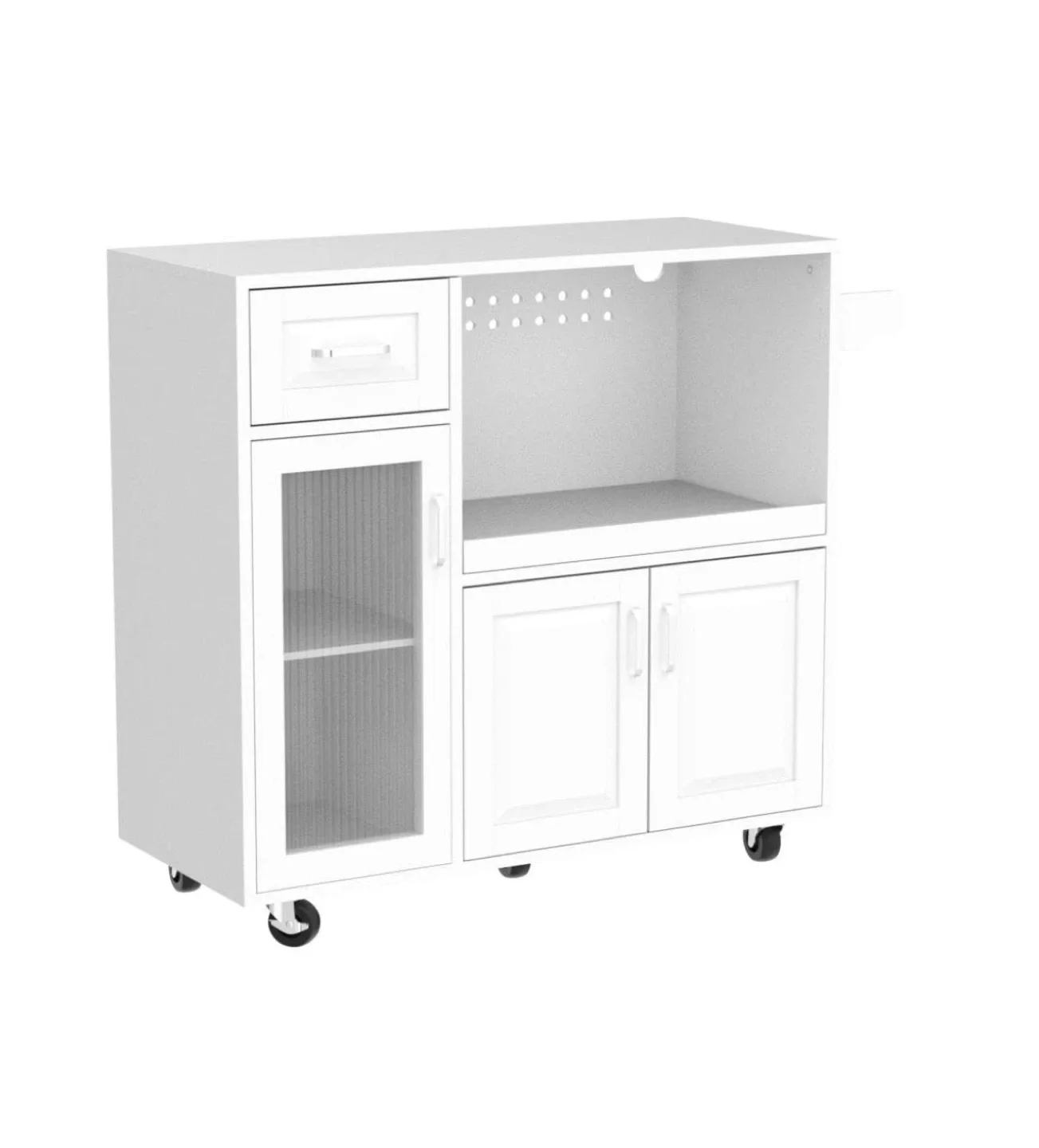 White Kitchen Island Cart with Storage image indicator(4)