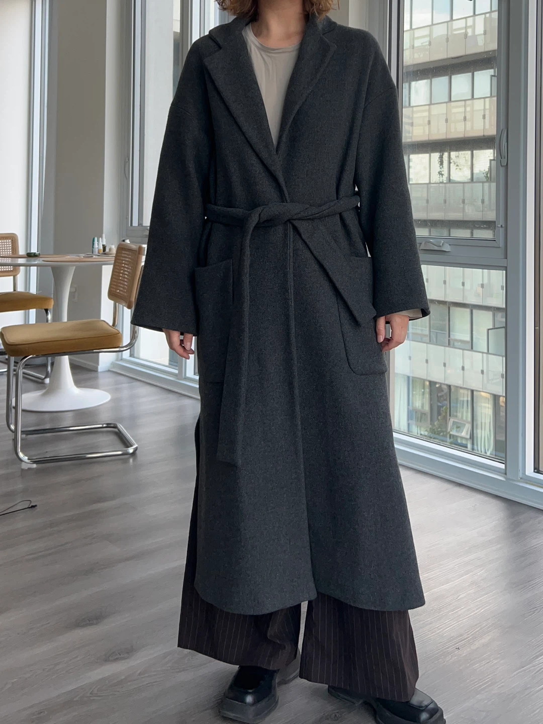 ZARA Dark Grey Long Wrap Coat – Size XS - photo 2