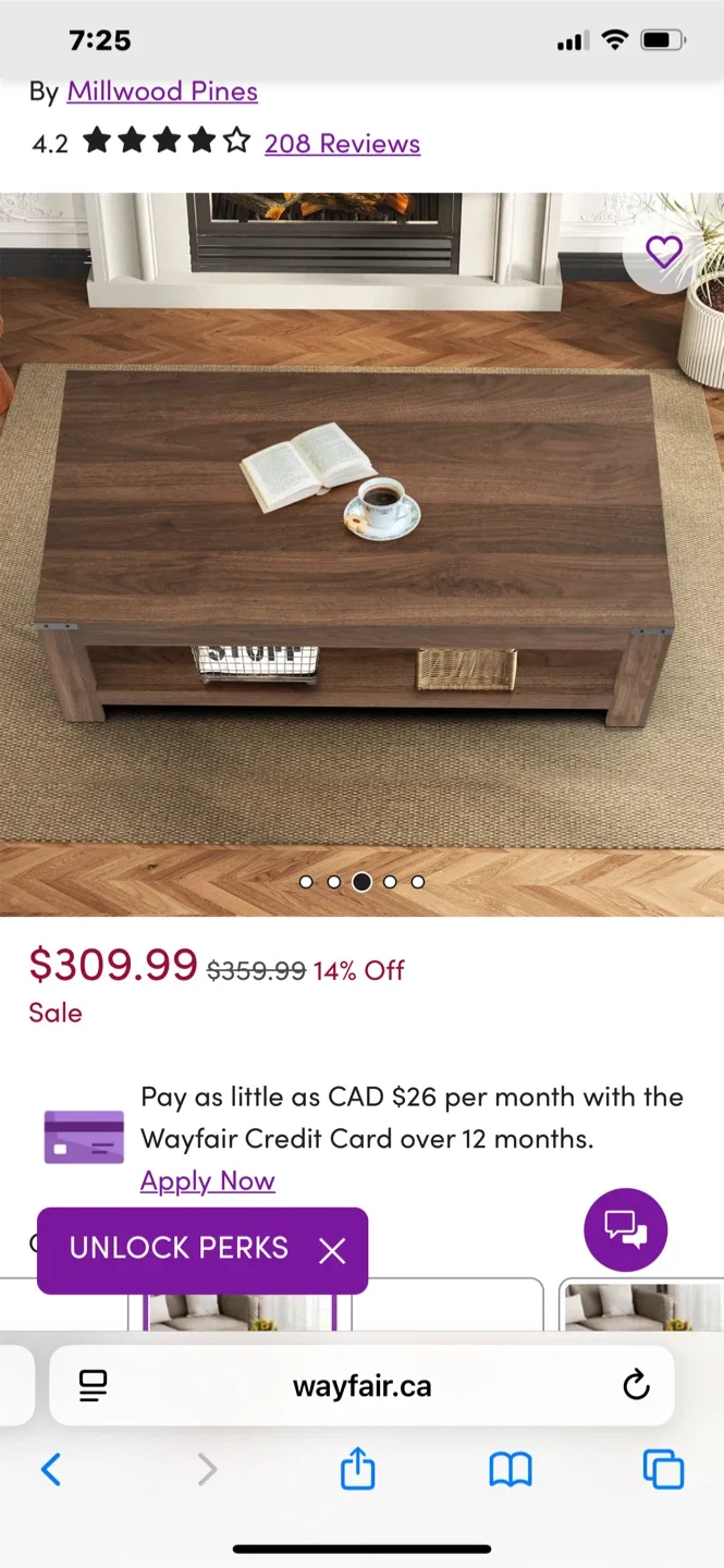 Brown Wood Coffee Table with Shelf image indicator(10)