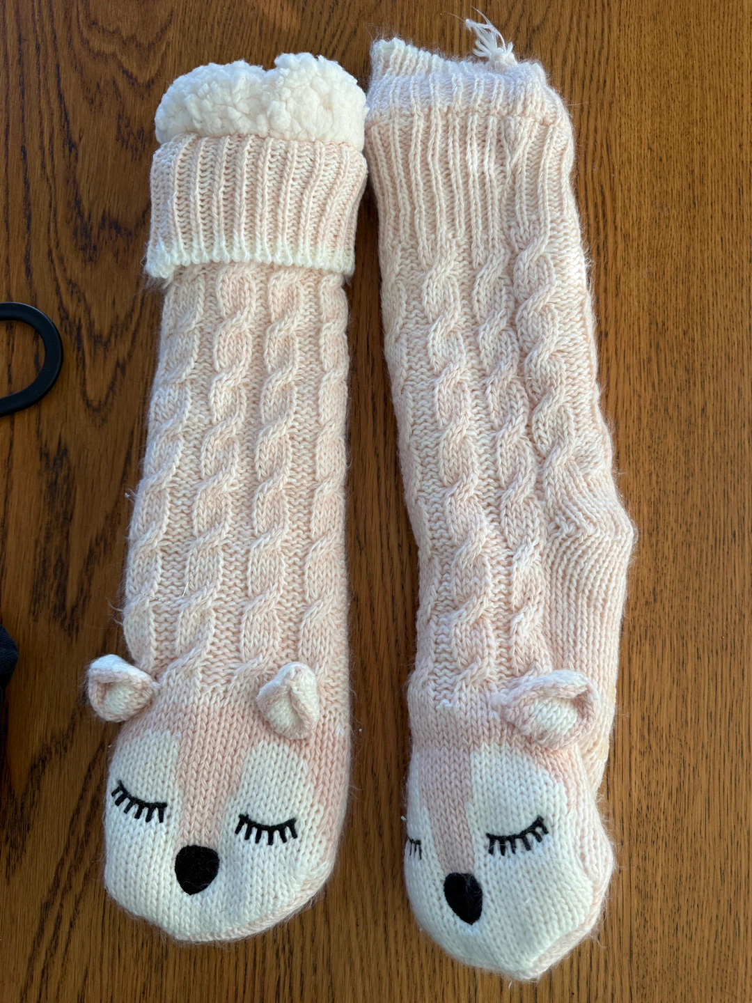 Pink Knit Deer Socks