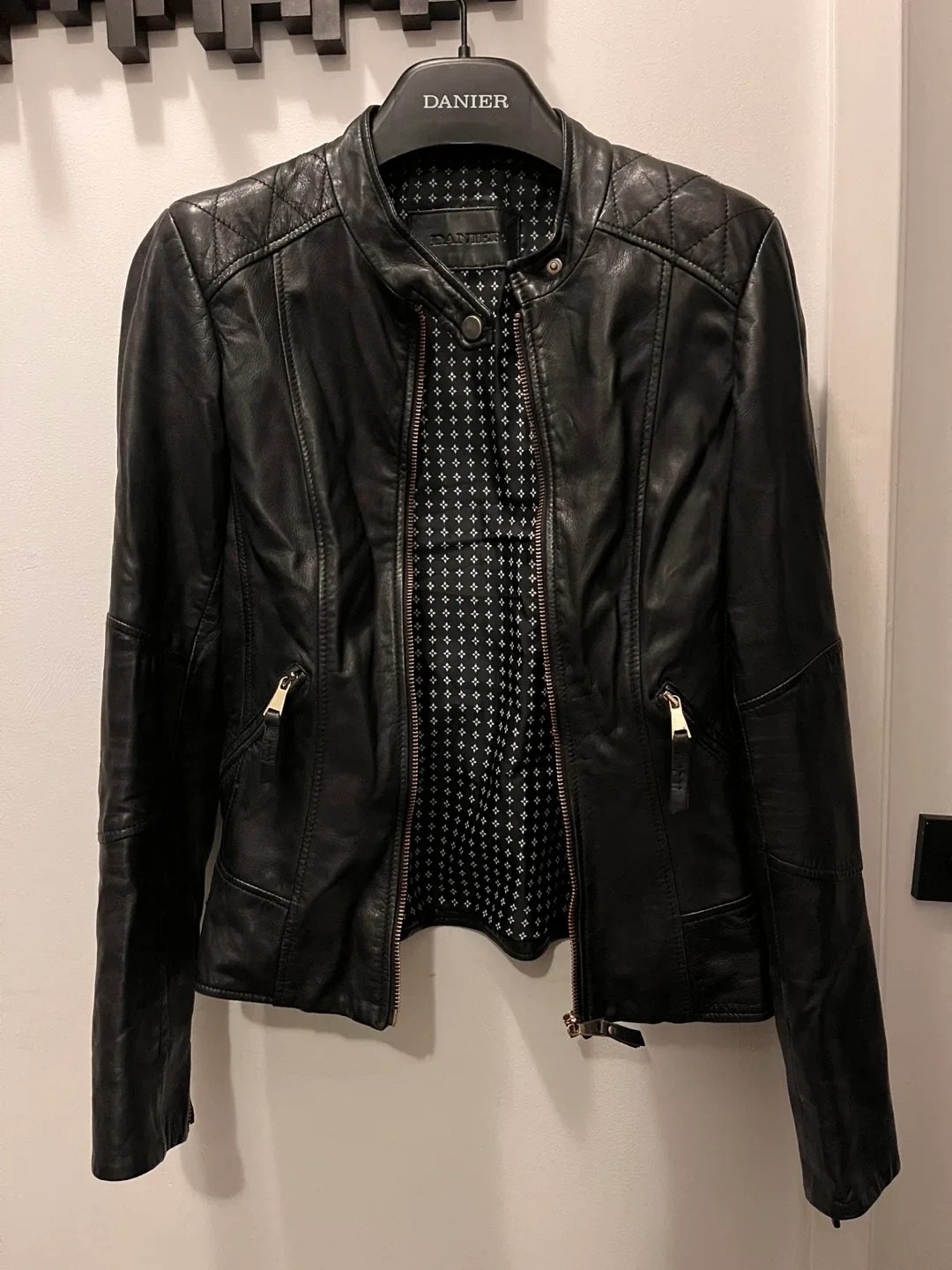 Women’s Black Danier Leather Jacket thumbnail