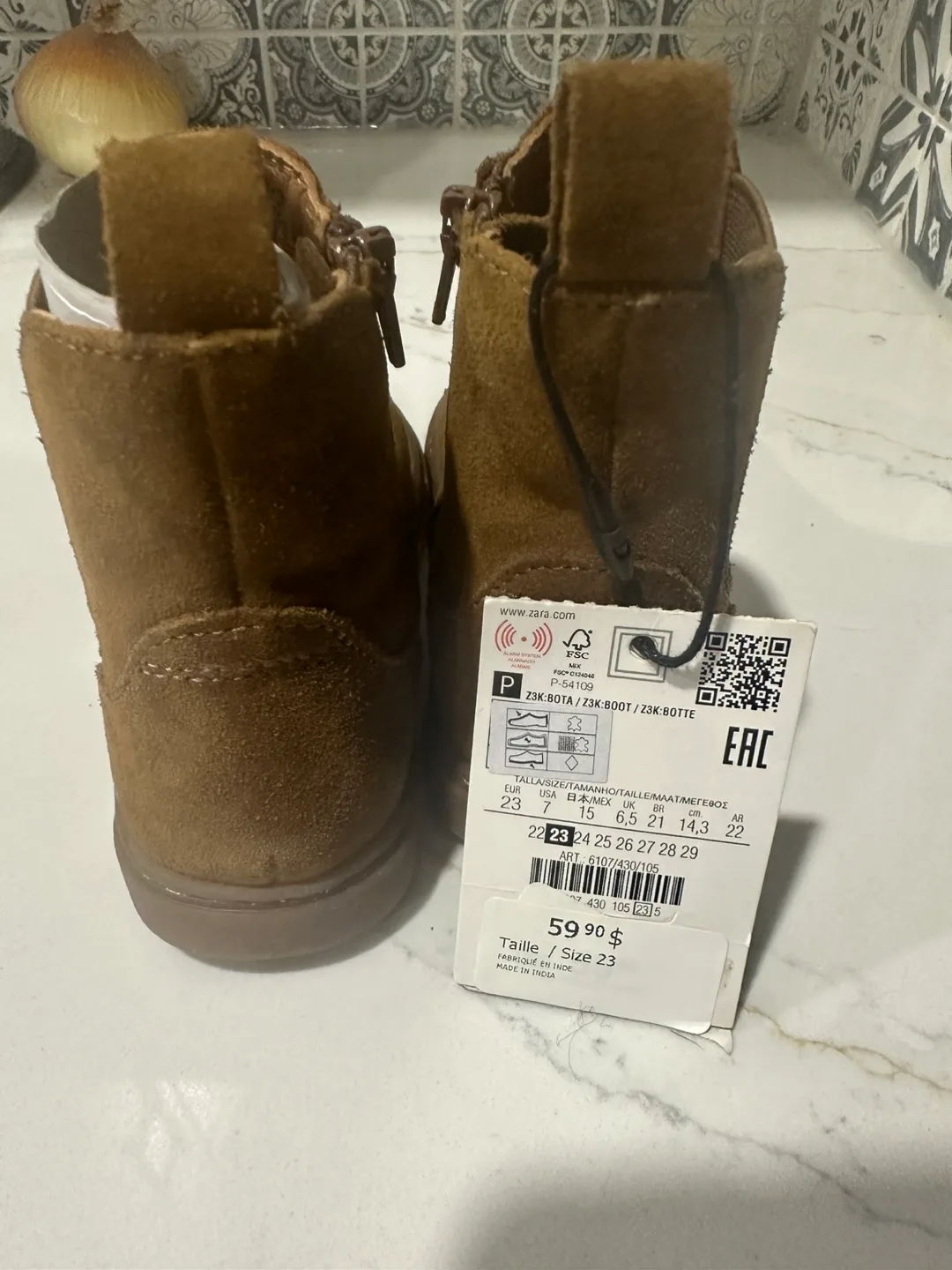 Zara Brown Suede Ankle Boots - Size 23 (US 6.5) image indicator(2)