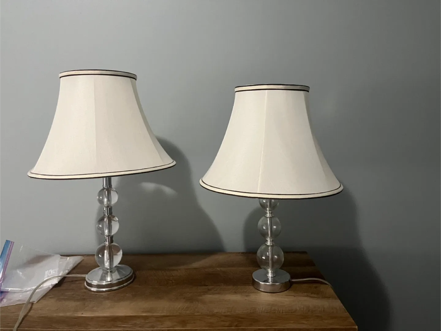 Pair of Table Lamps with Crystal Ball Design