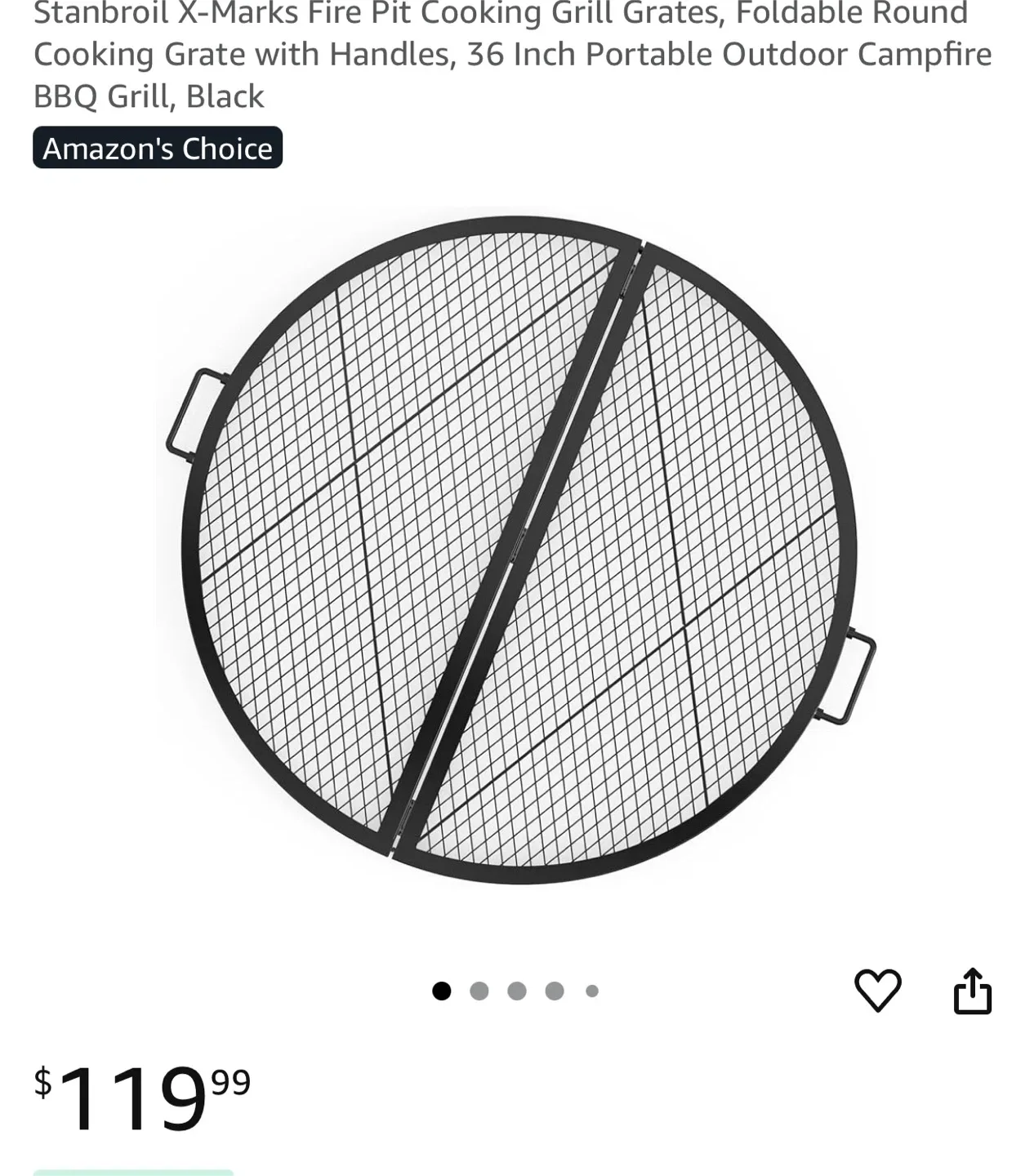 Stanbroil X-Marks Fire Pit Cooking Grate 36 Inch thumbnail
