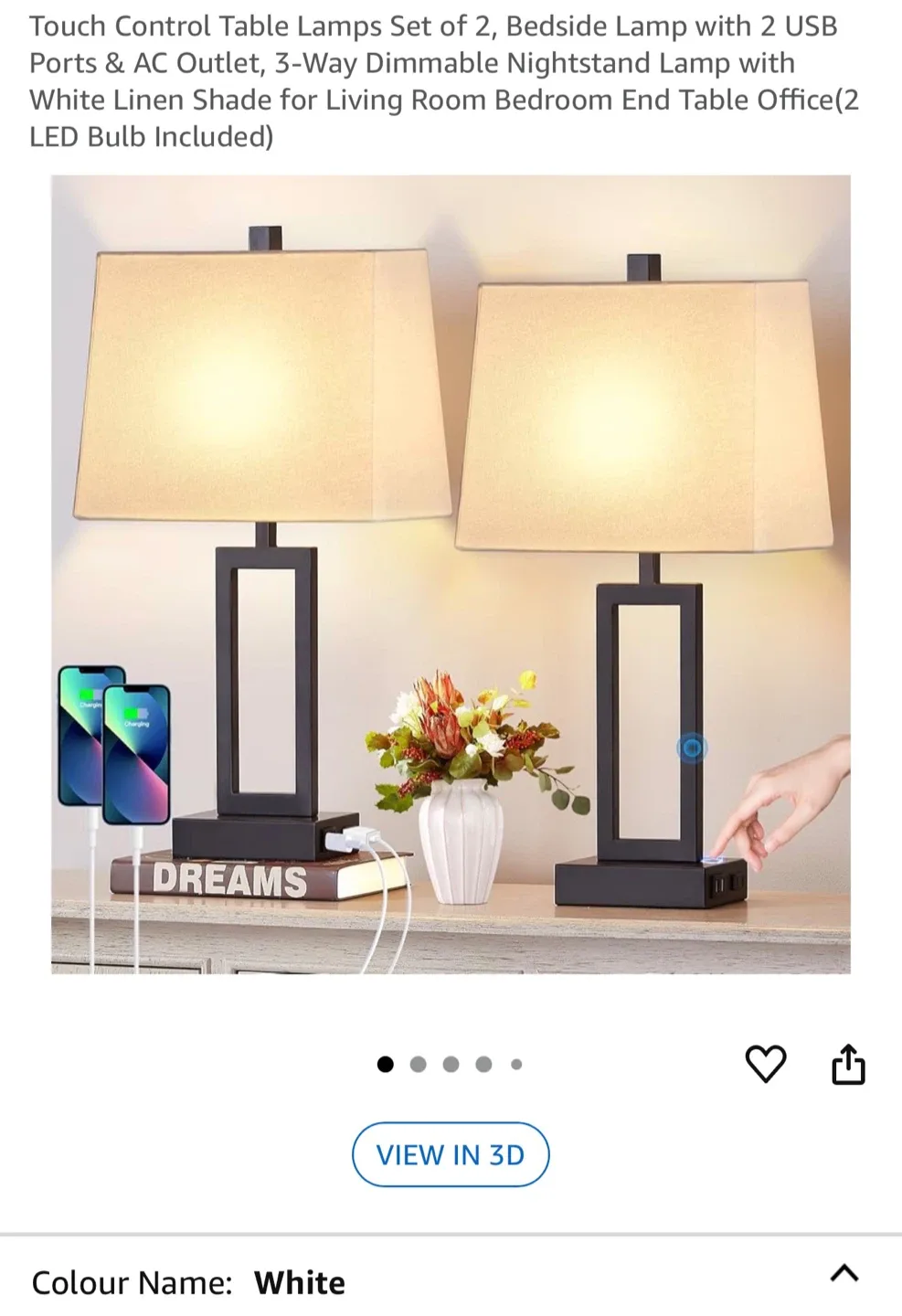 Touch Control Table Lamp with USB Ports thumbnail