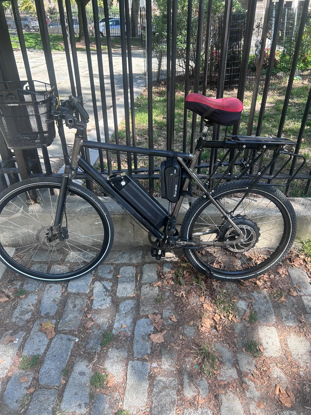 Black Electric Bike with Basket