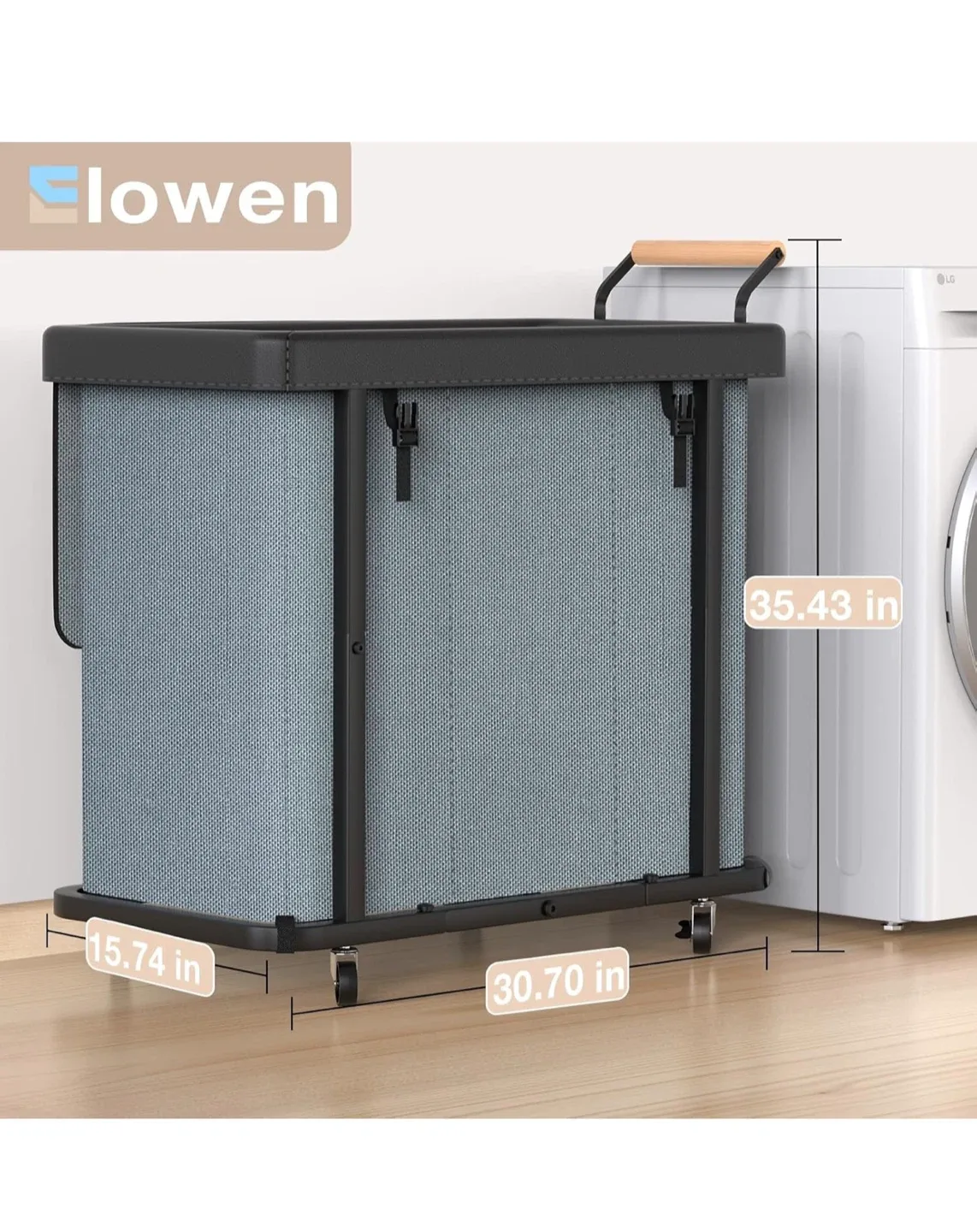 Lowen 60 Gal Laundry Hamper Sorter - Gray image indicator(2)