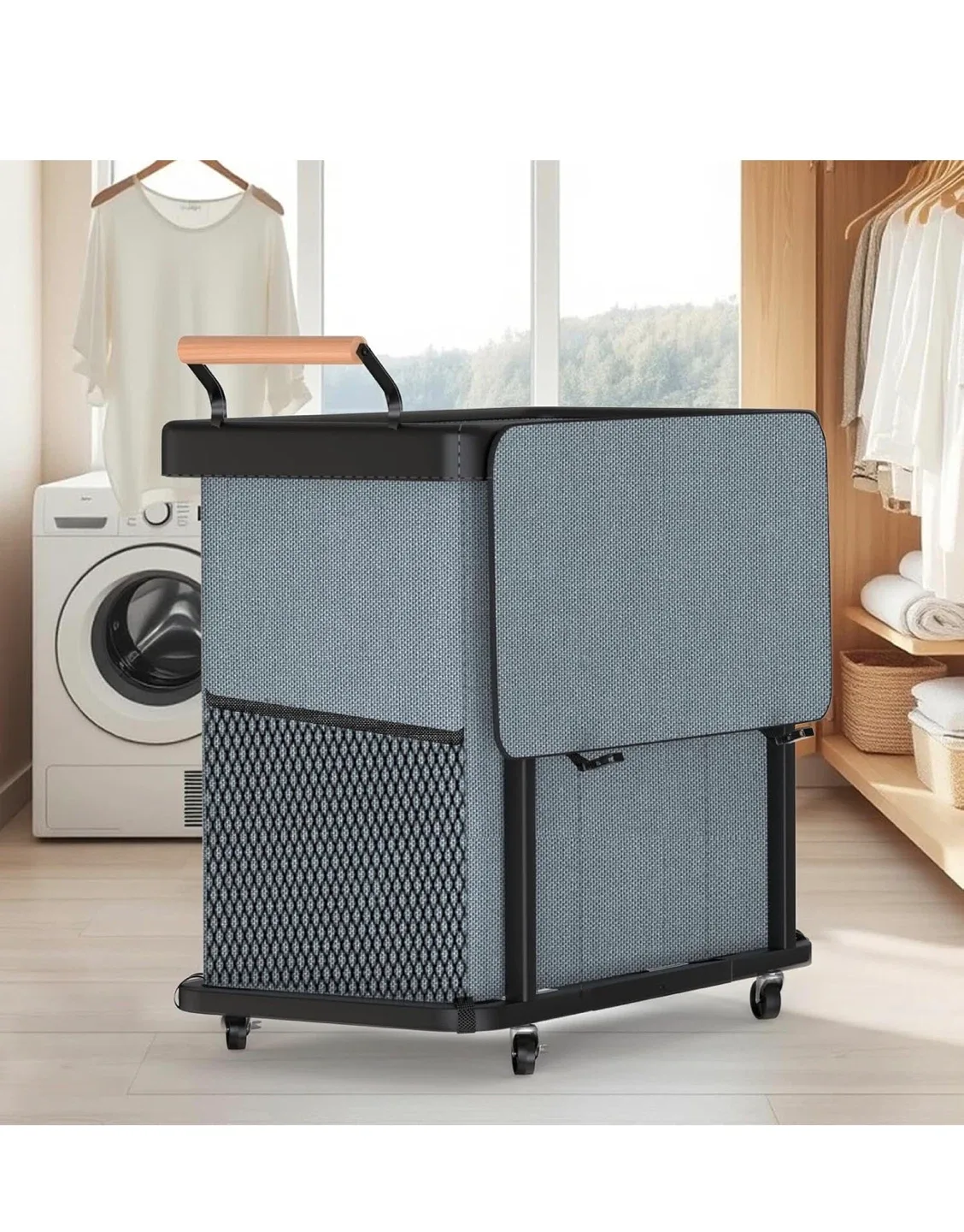 Lowen 60 Gal Laundry Hamper Sorter - Gray image indicator(7)