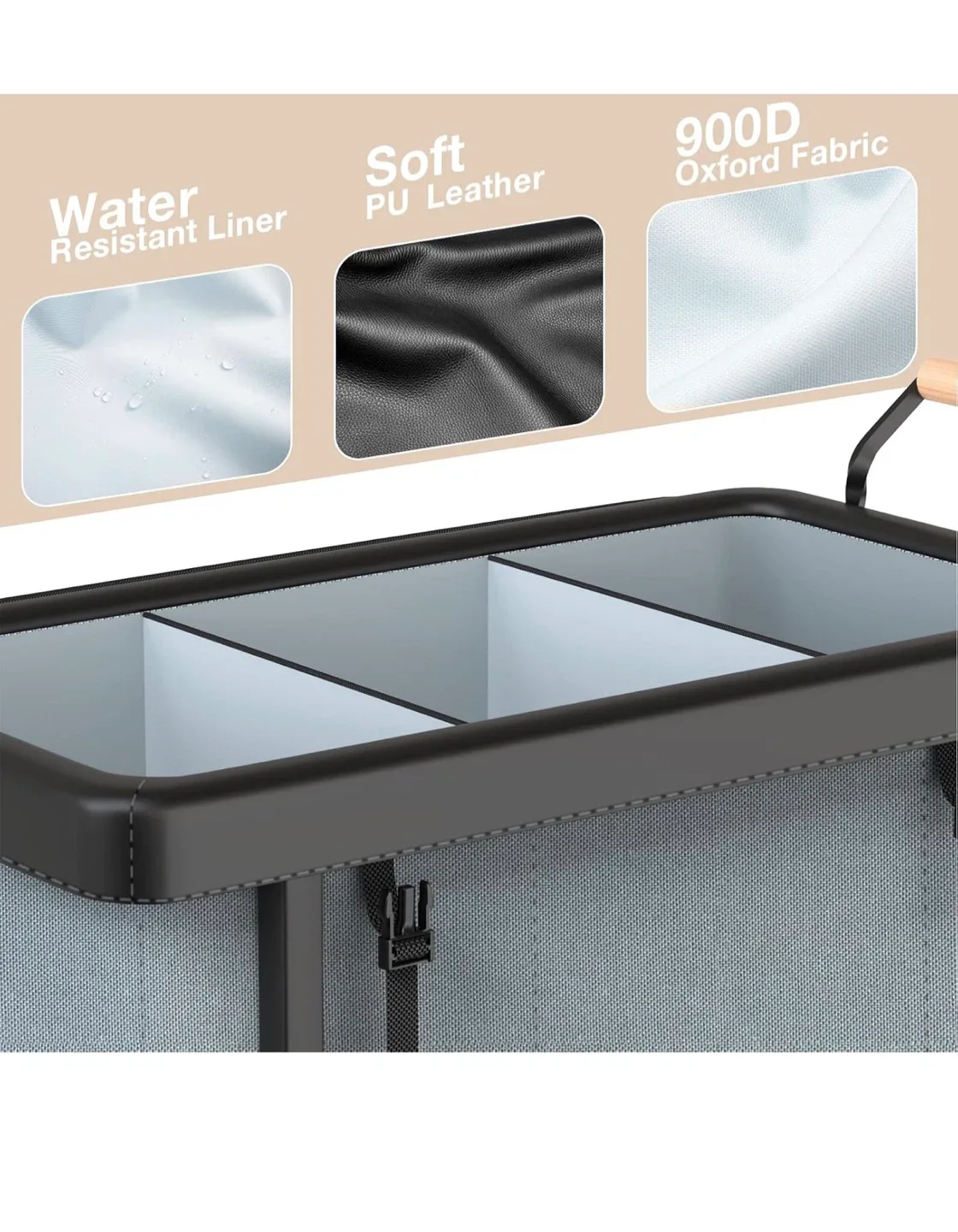 Lowen 60 Gal Laundry Hamper Sorter - Gray image indicator(3)