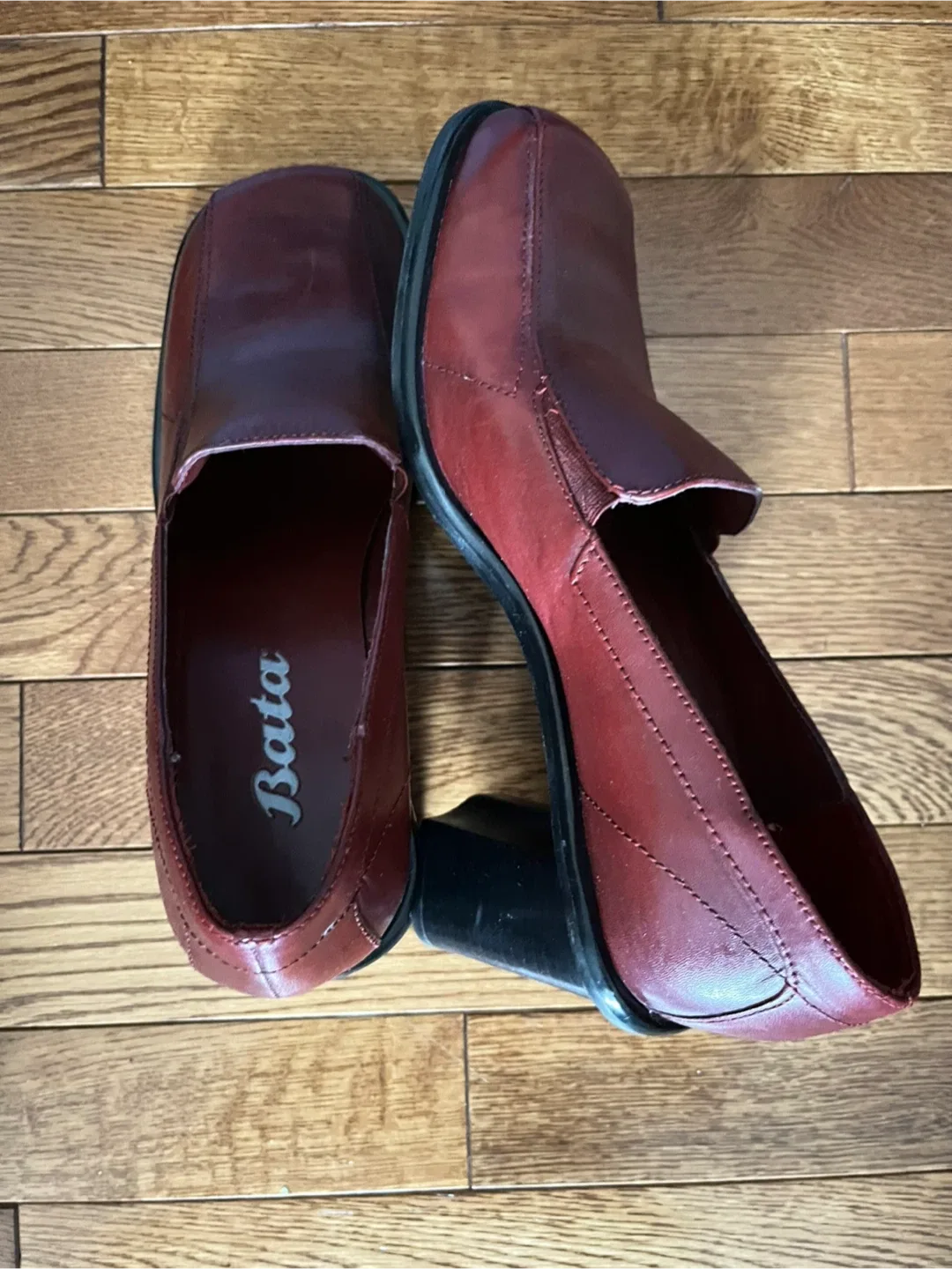 Bata Burgundy Leather Heeled Loafers image indicator(2)