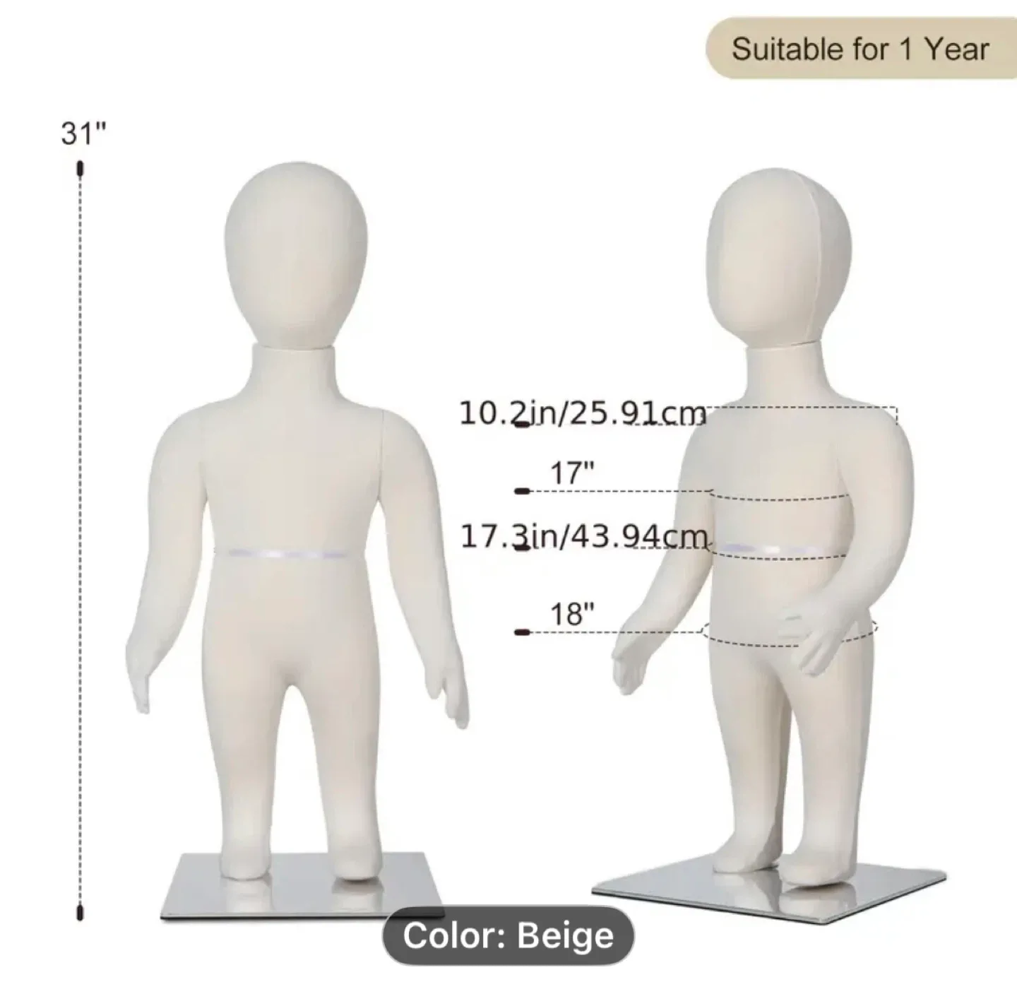 Kids Mannequin, Beige, 31" image indicator(2)