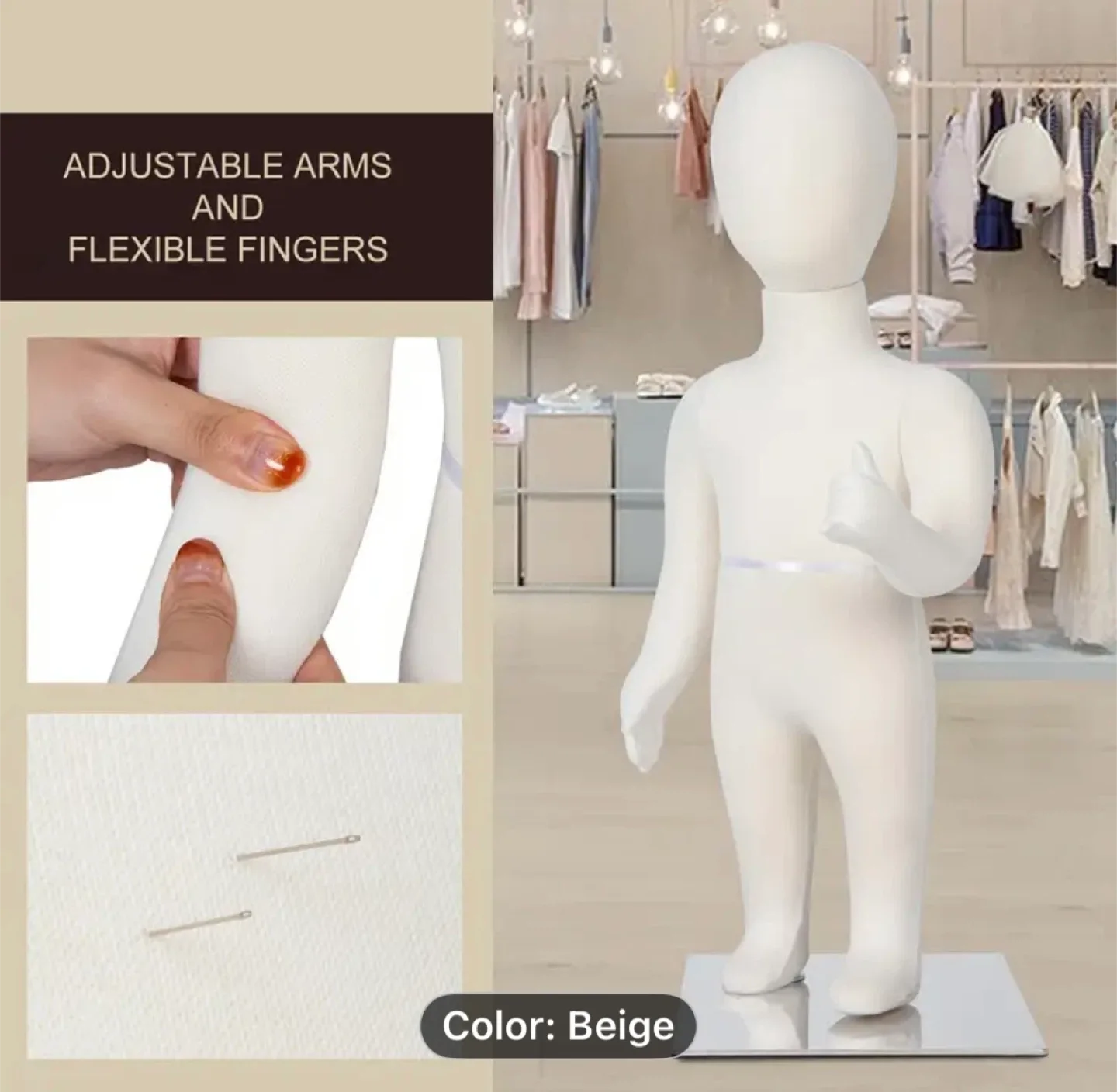 Kids Mannequin, Beige, 31" image indicator(4)