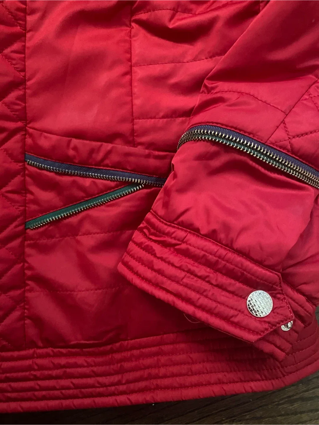 Winter Women Jacket Red Quilted Hooded Jacket Size X-Large image indicator(7)