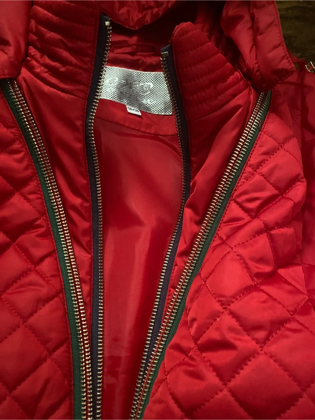 Winter Women Jacket Red Quilted Hooded Jacket Size X-Large image indicator(6)