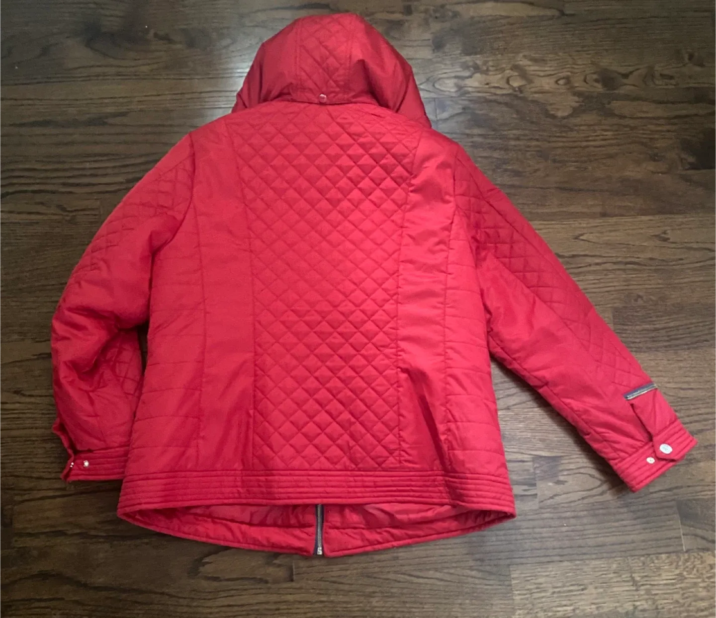 Winter Women Jacket Red Quilted Hooded Jacket Size X-Large image indicator(8)