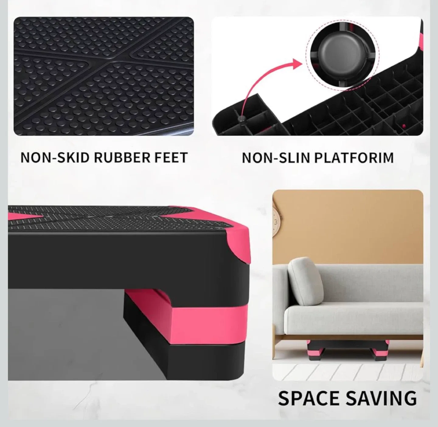 Ucootifly Aerobic Stepper - Red & Black image indicator(4)