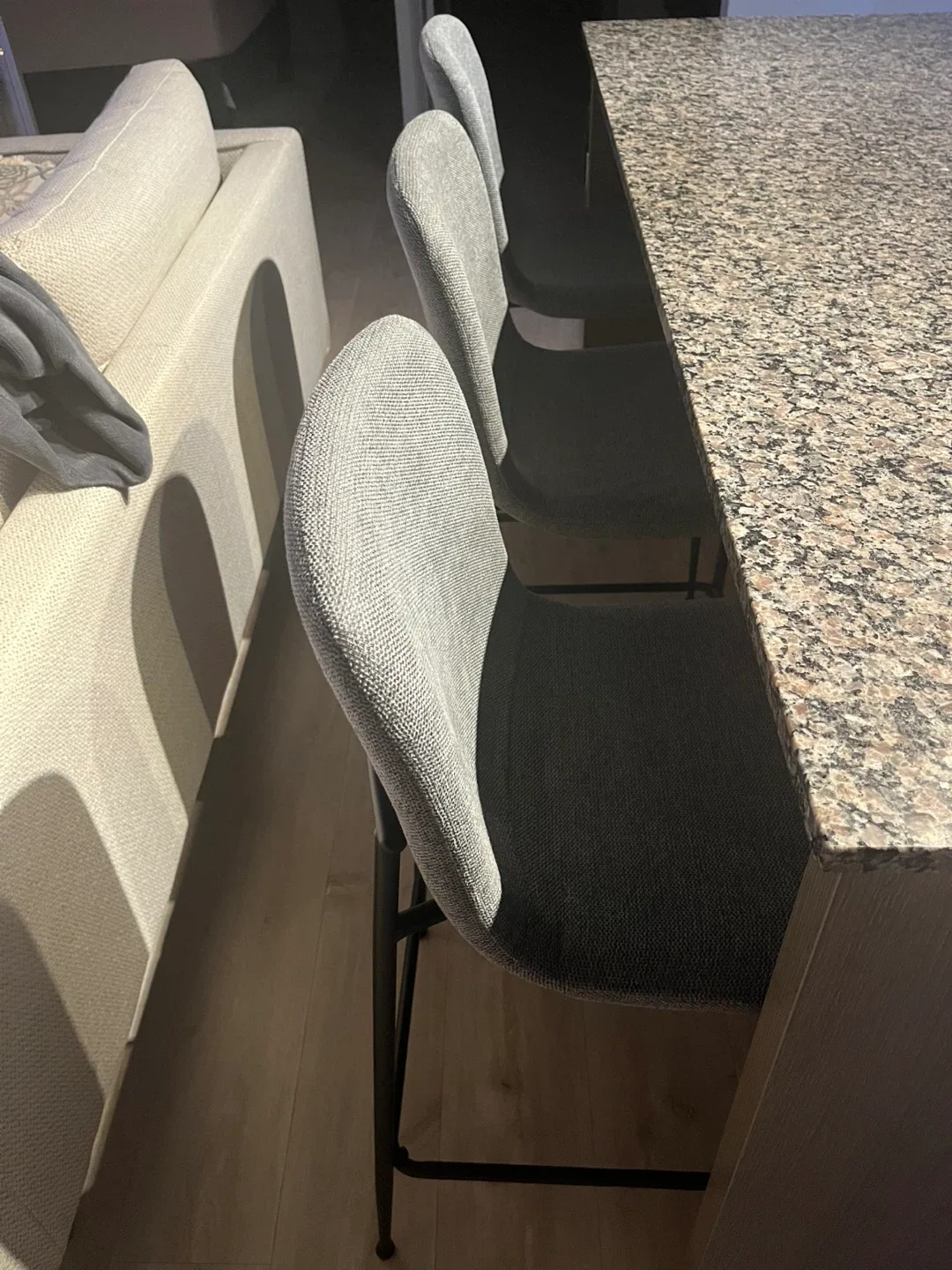 3 Structube Grey Upholstered Bar Stool image indicator(2)