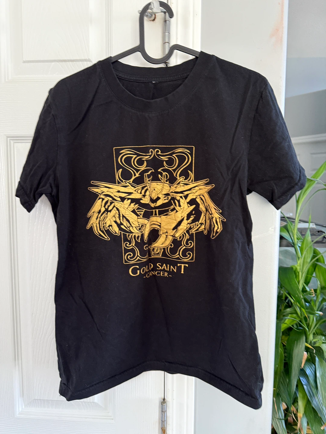 Gold Saint Cancer Black T-Shirt- Women Size M