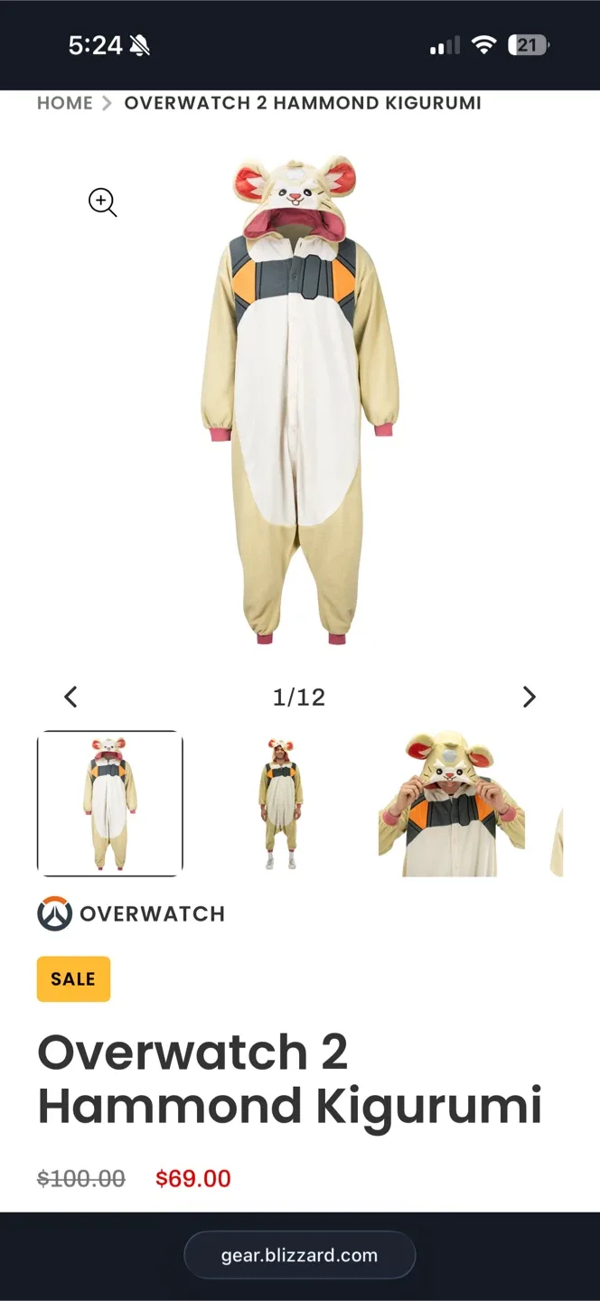 🐹 Hammond (Wrecking Ball) Kigurumi-Official Blizzard Merch image indicator(8)
