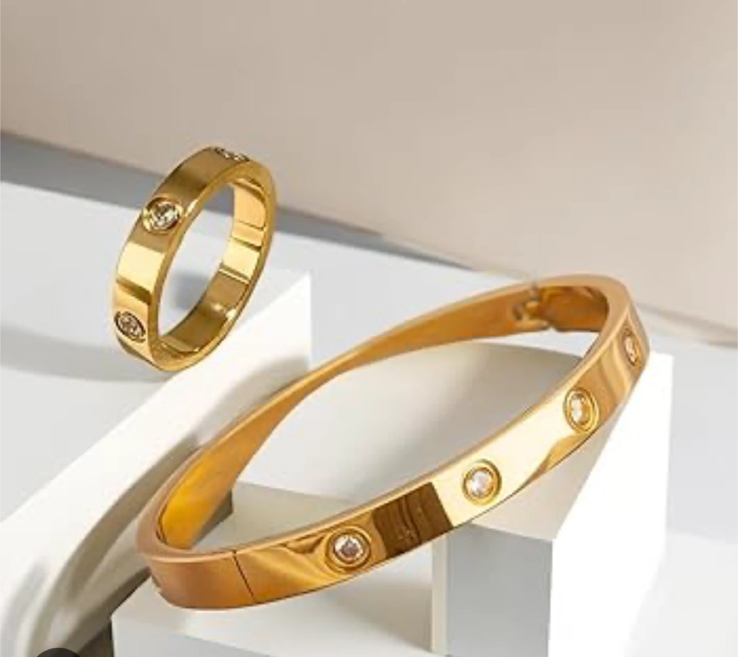 Love Bracelet and Ring Set Gold plated