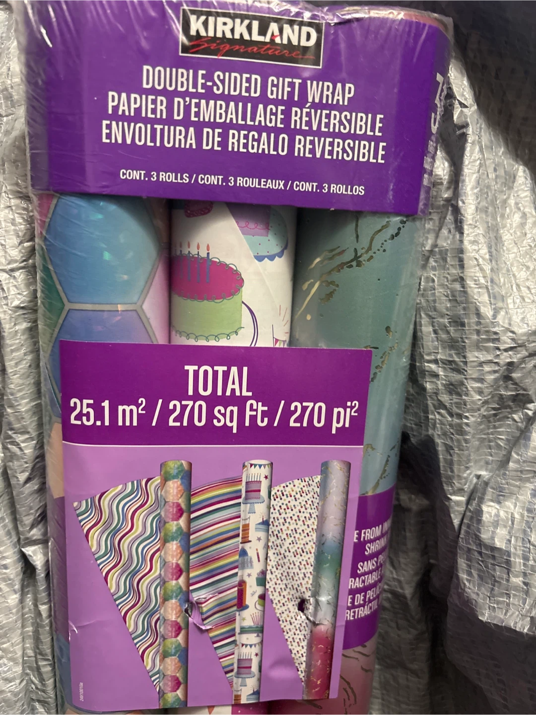 Kirkland Signature Double-Sided Gift Wrap - 3 Rolls - photo 2
