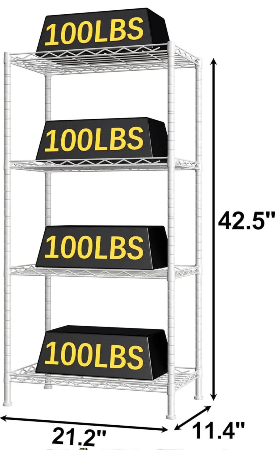White Wire Shelving Unit - 4 Tier - photo 2
