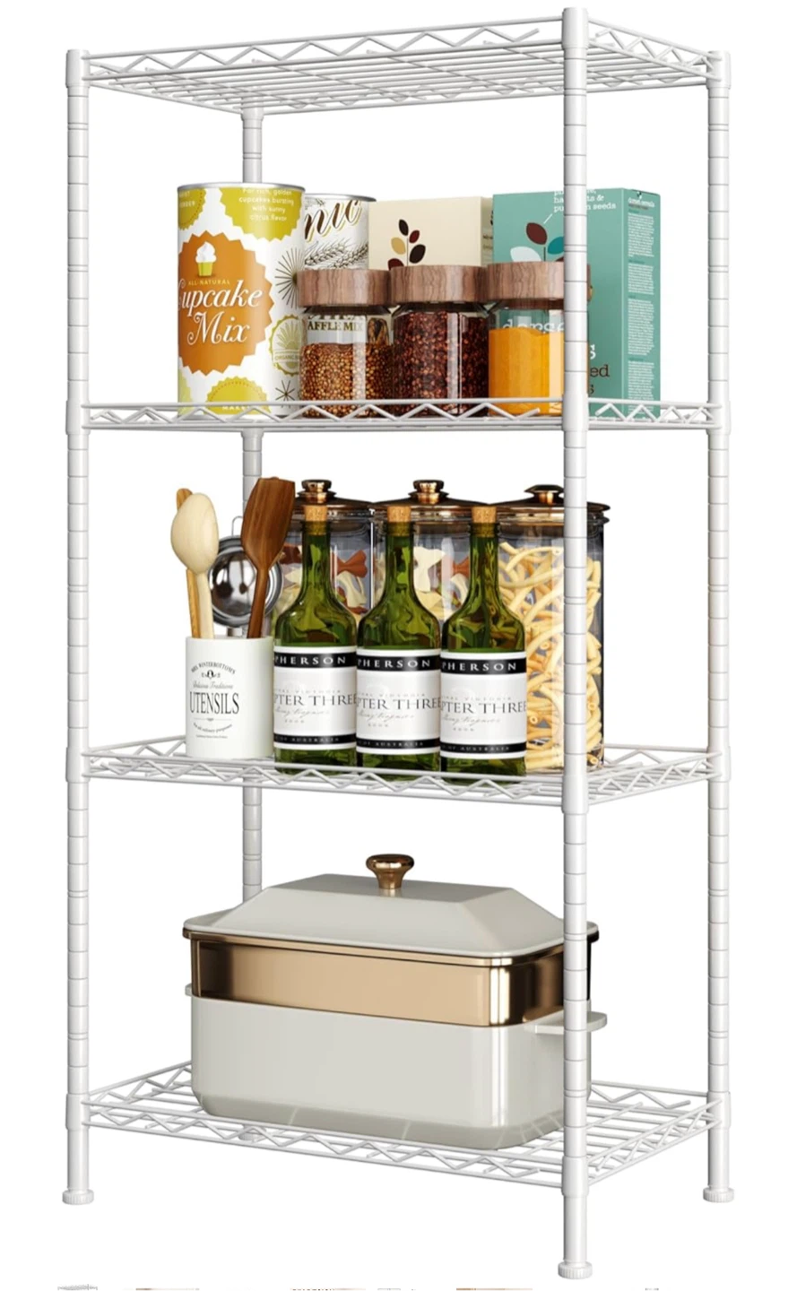 White Wire Shelving Unit - 4 Tier
