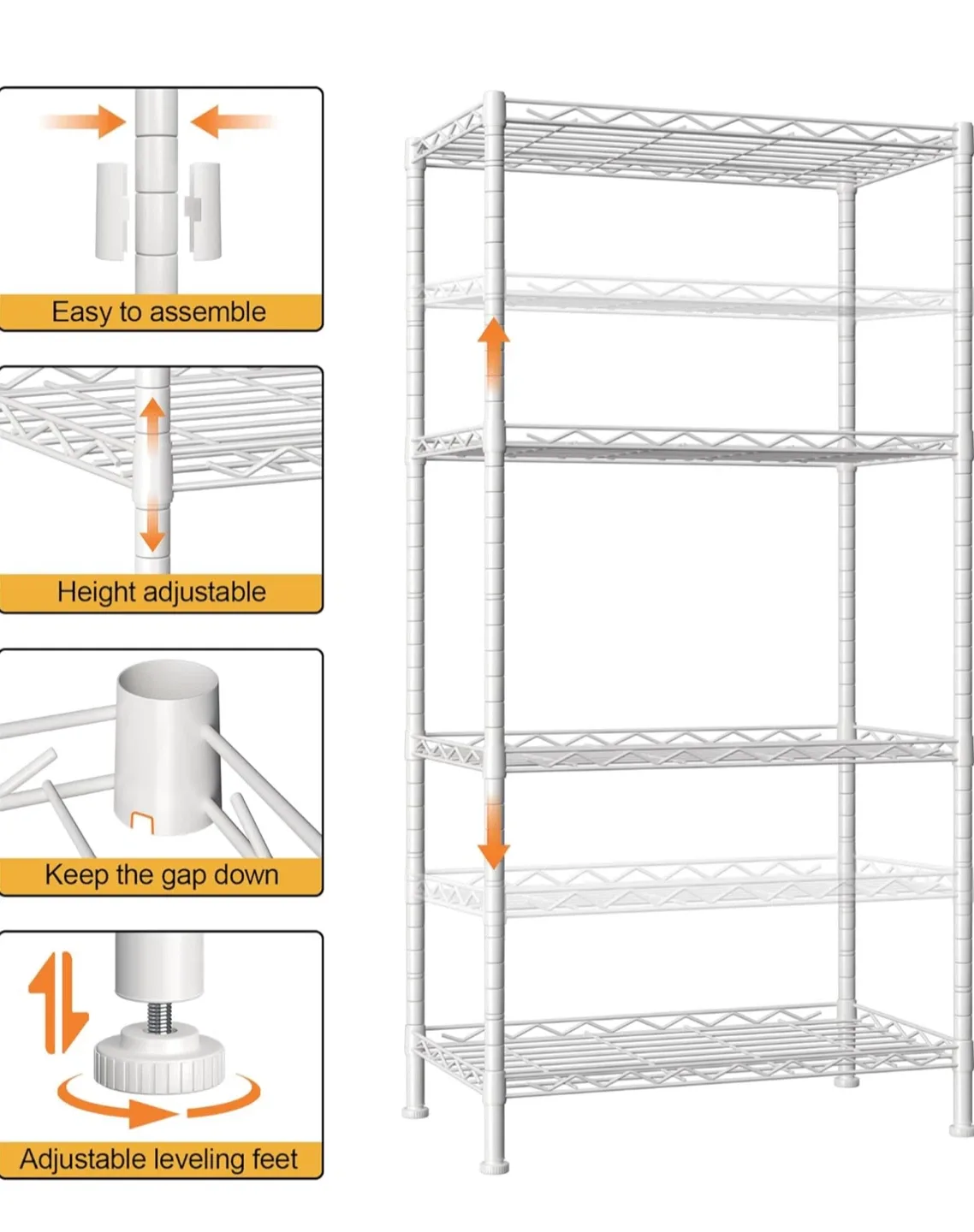 White Wire Shelving Unit - 4 Tier image indicator(3)