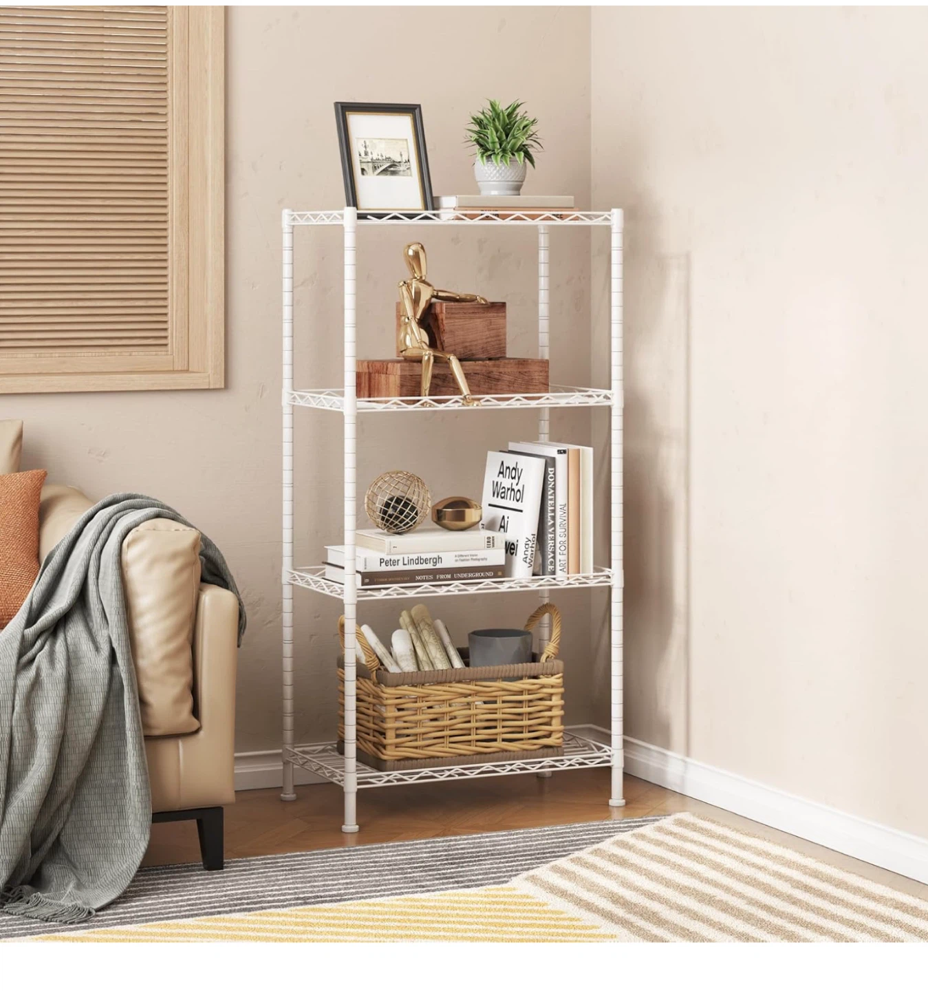 White Wire Shelving Unit - 4 Tier - photo 4